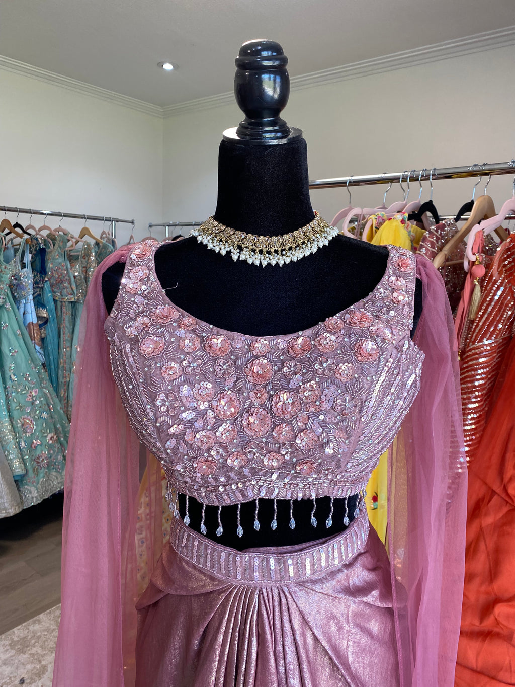 Crop top with palazoo with cape sleeves