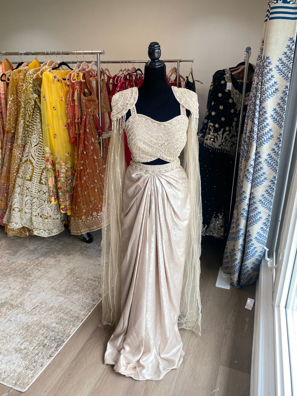 KanadaKulture - Designer cape sleeves with dhoti fusion fit - Exclusive Design