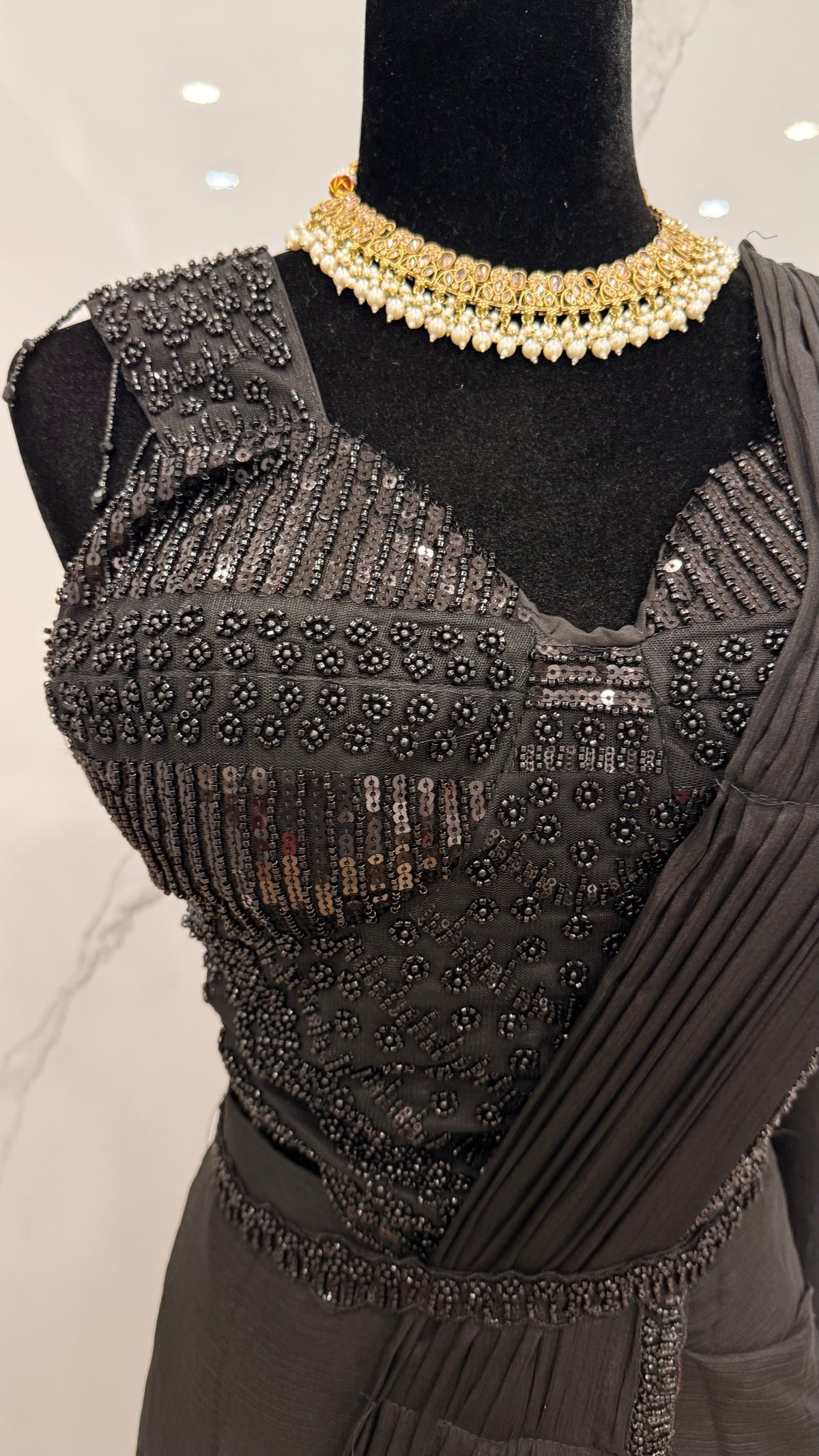 Bridesmaids Hand work top with pre drape saree