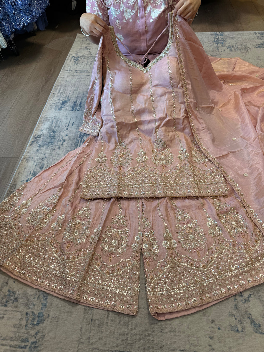 Embroidered gharara suit