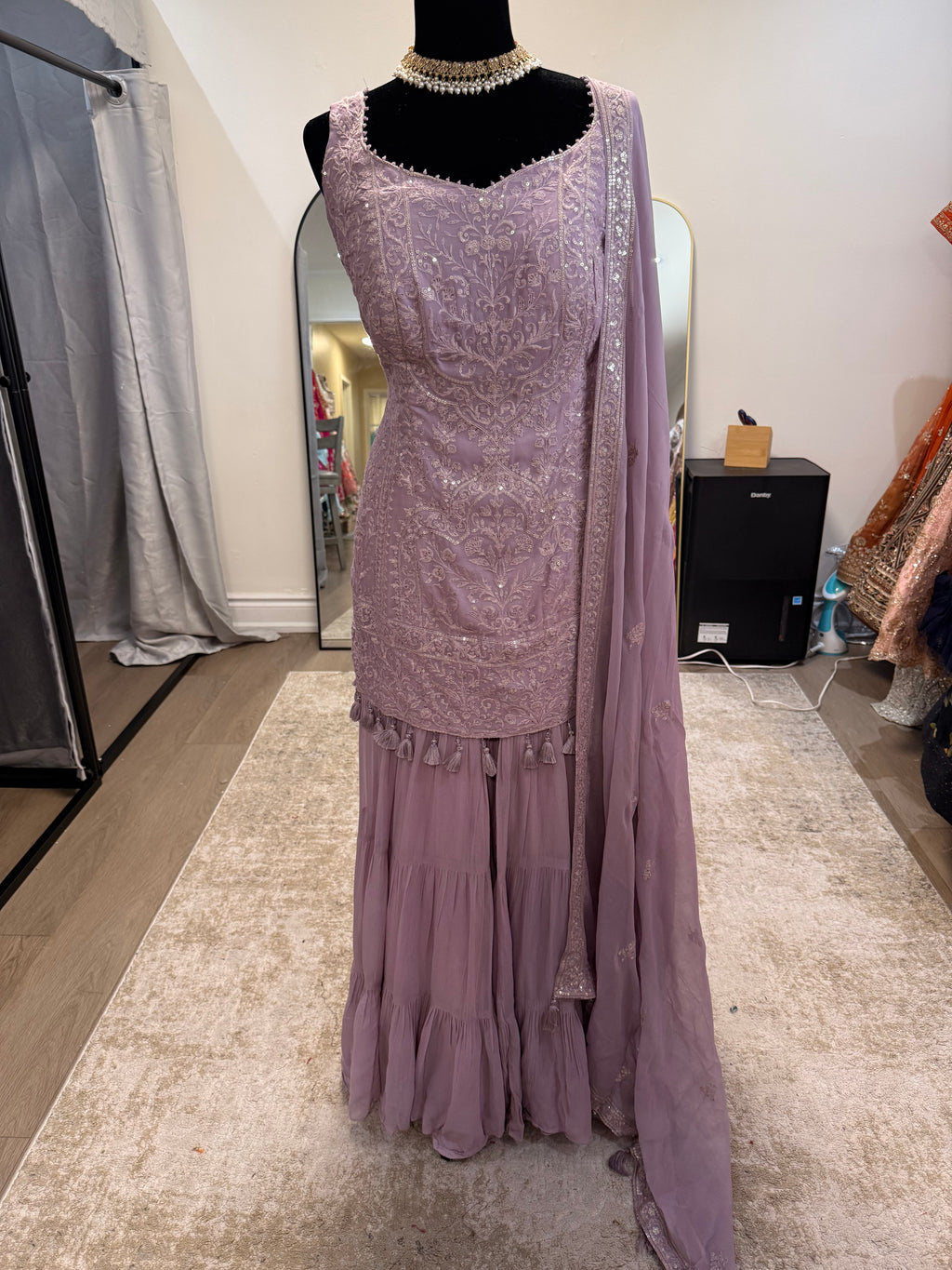 Light purple embroidered suit