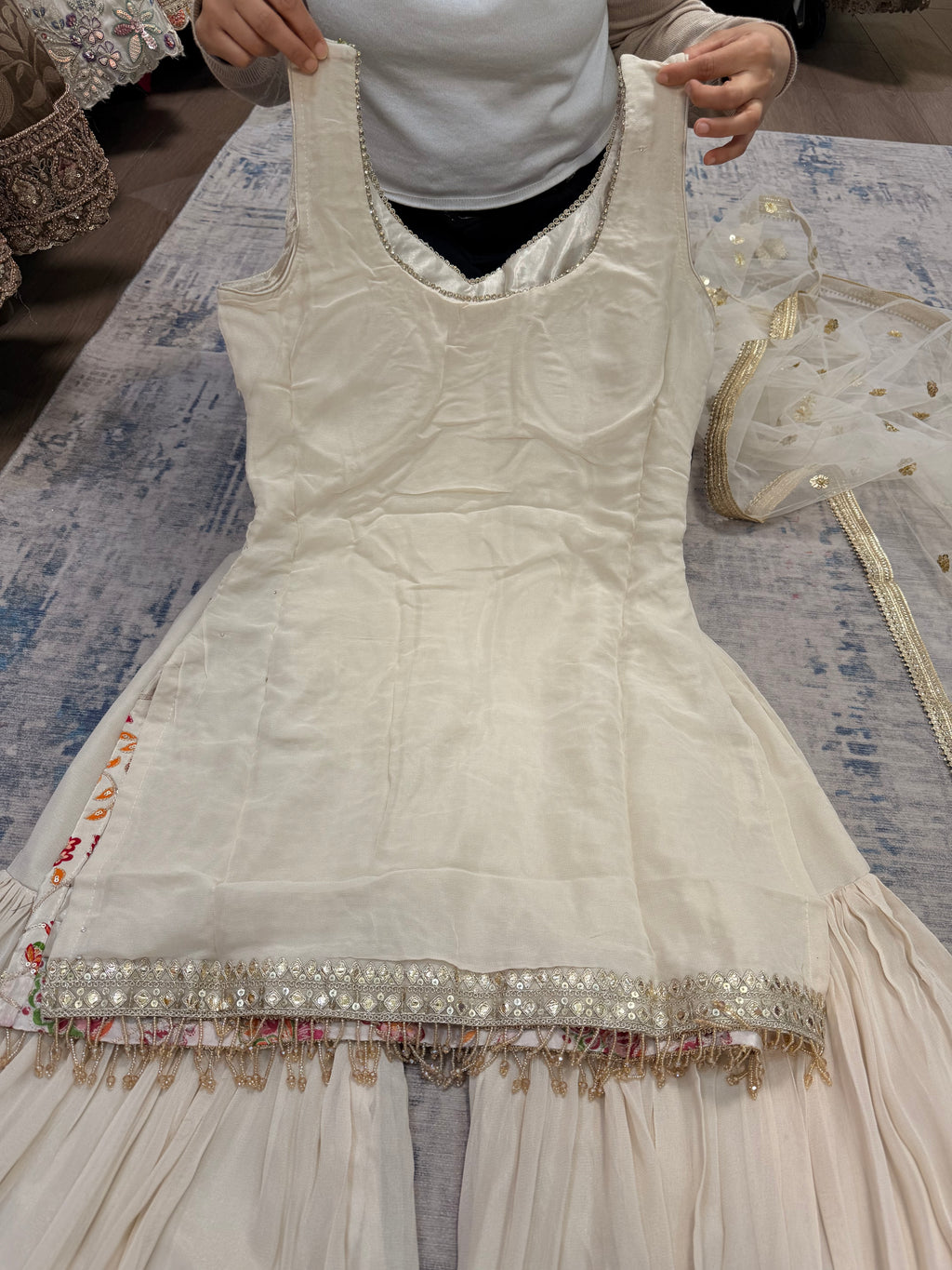 Embroidered gharara suit – Kanada Kulture
