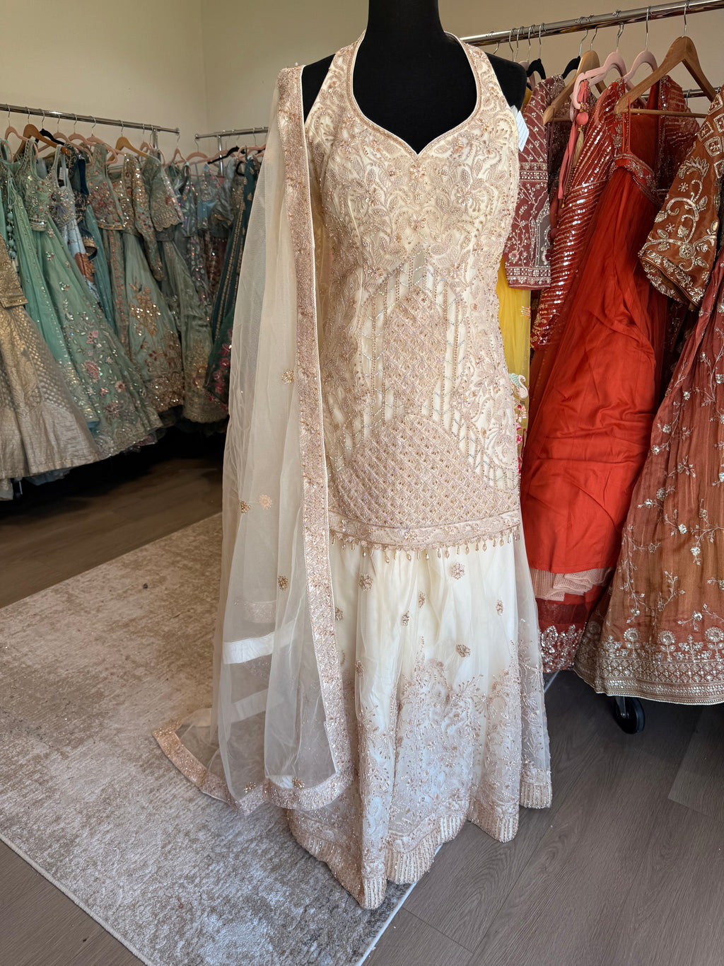 Halter neck Embroidered suit Kanada Kulture