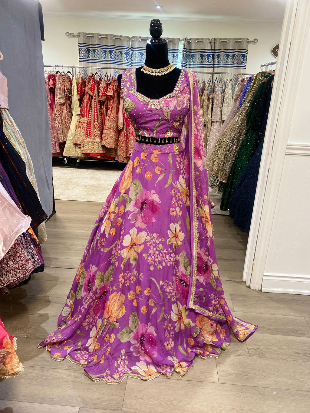 Purple floral KanadaKulture - Designer Lehenga choli