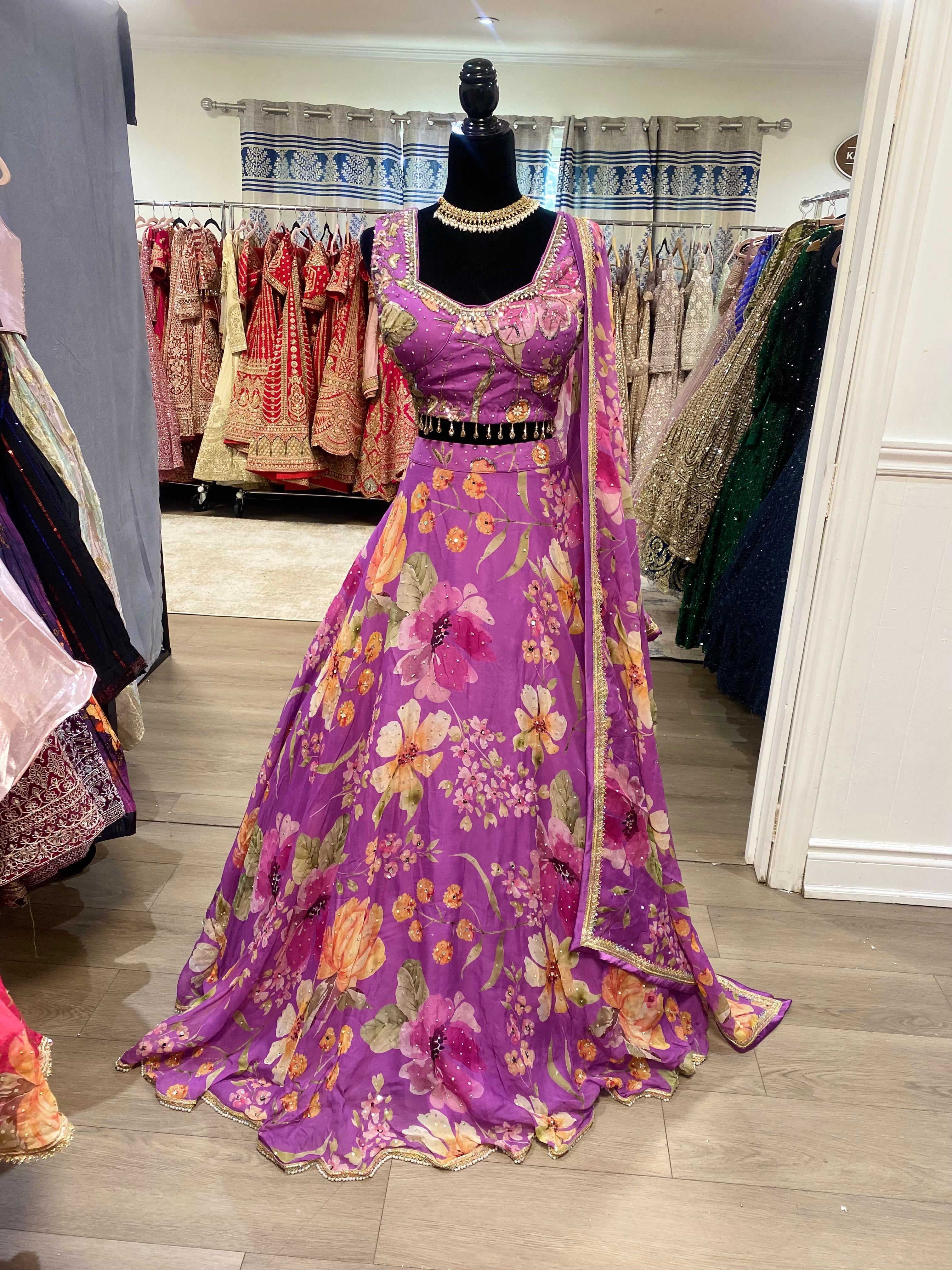 Purple floral KanadaKulture - Designer Lehenga choli