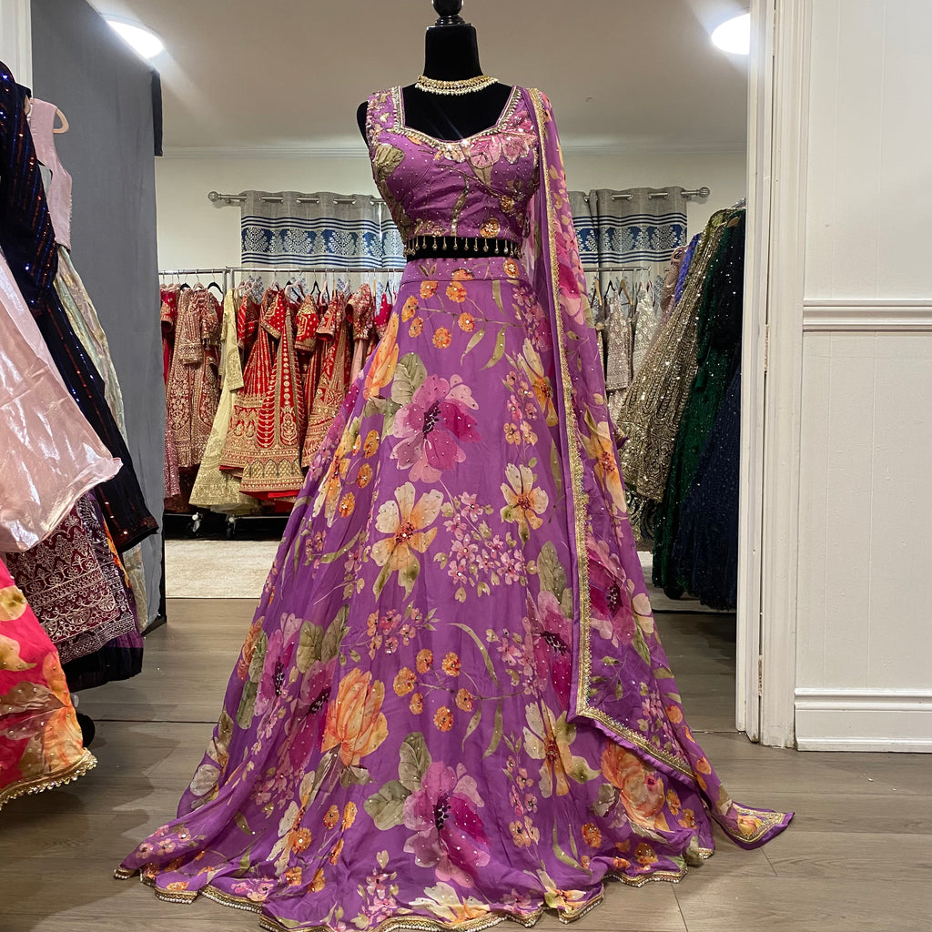Purple floral KanadaKulture - Designer Lehenga choli