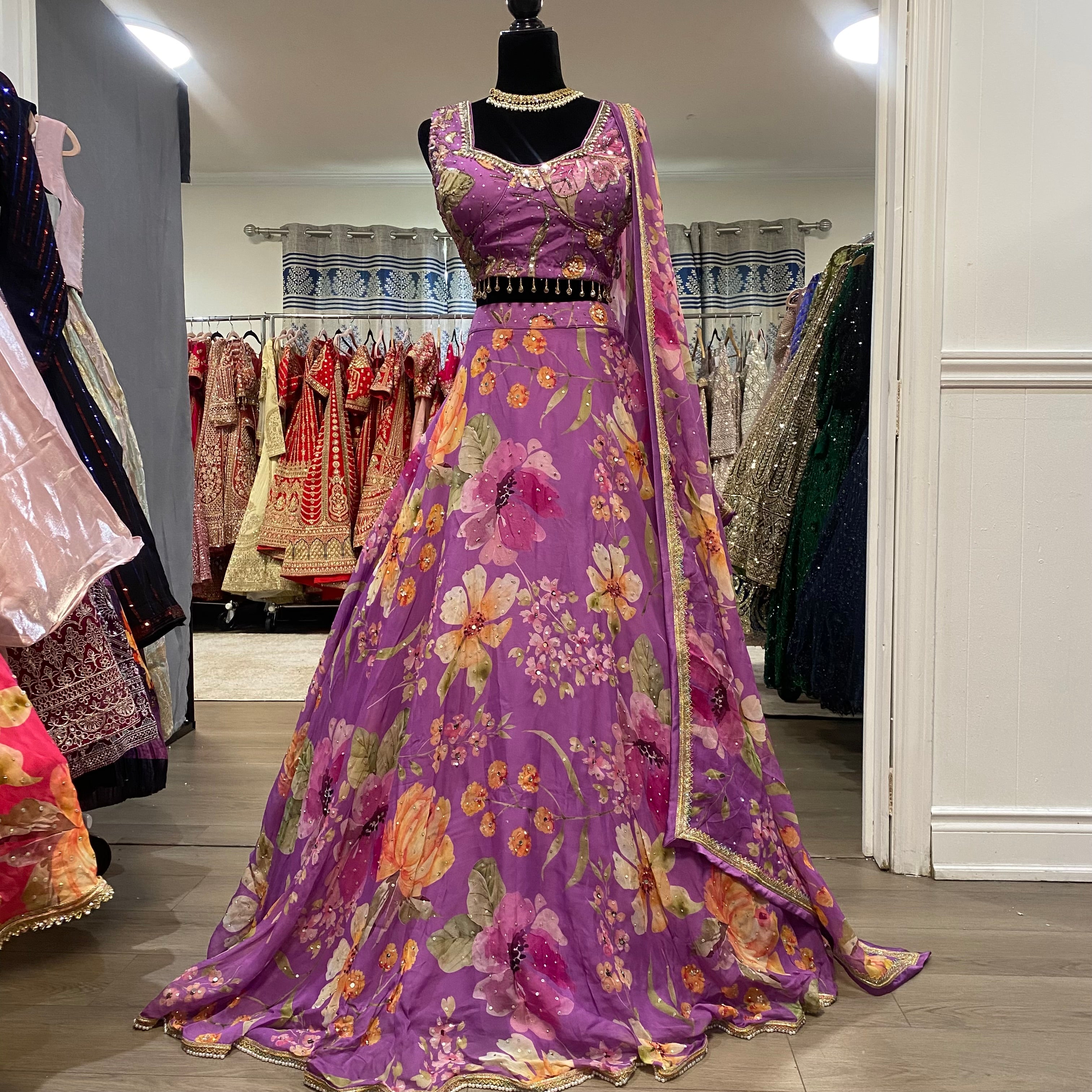 Purple floral KanadaKulture - Designer Lehenga choli