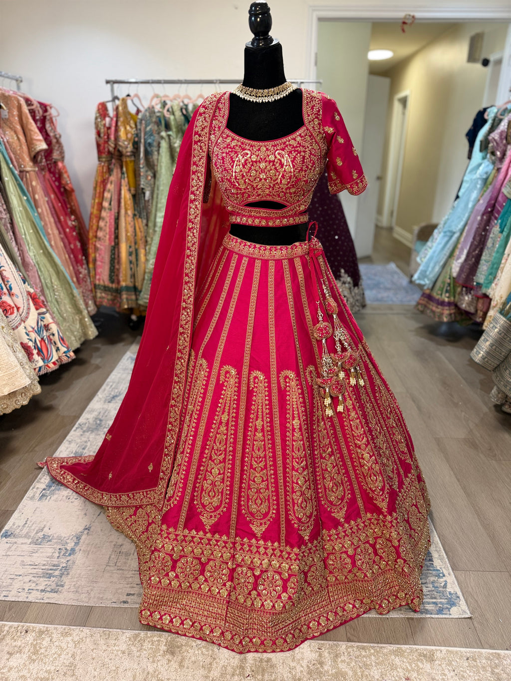 Designer embroidered raw silk lehenga choli