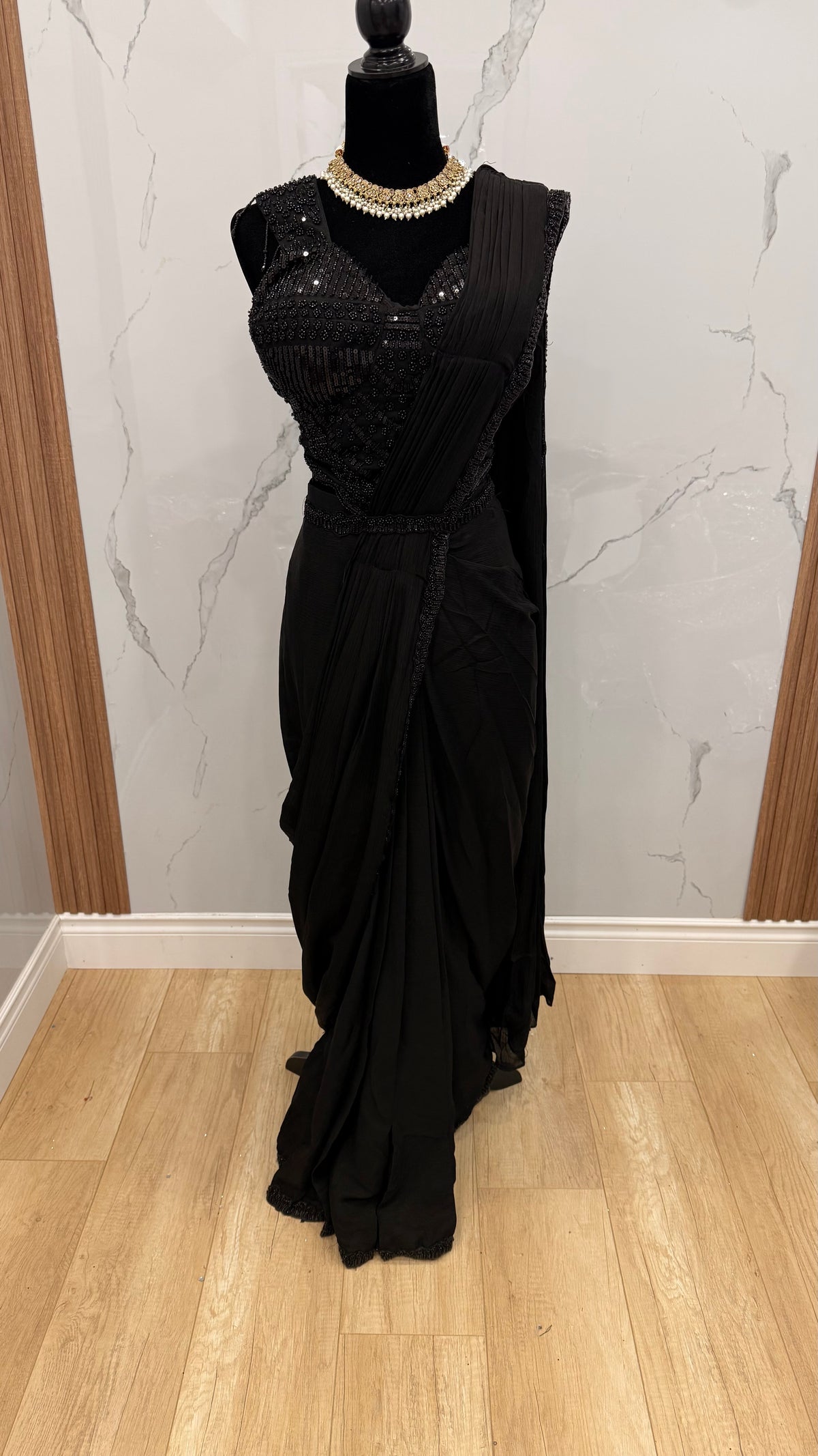 Bridesmaids Hand work top with pre drape saree