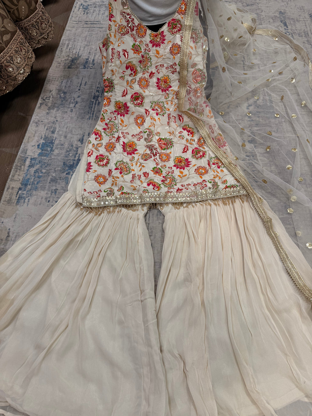 Embroidered gharara suit – Kanada Kulture