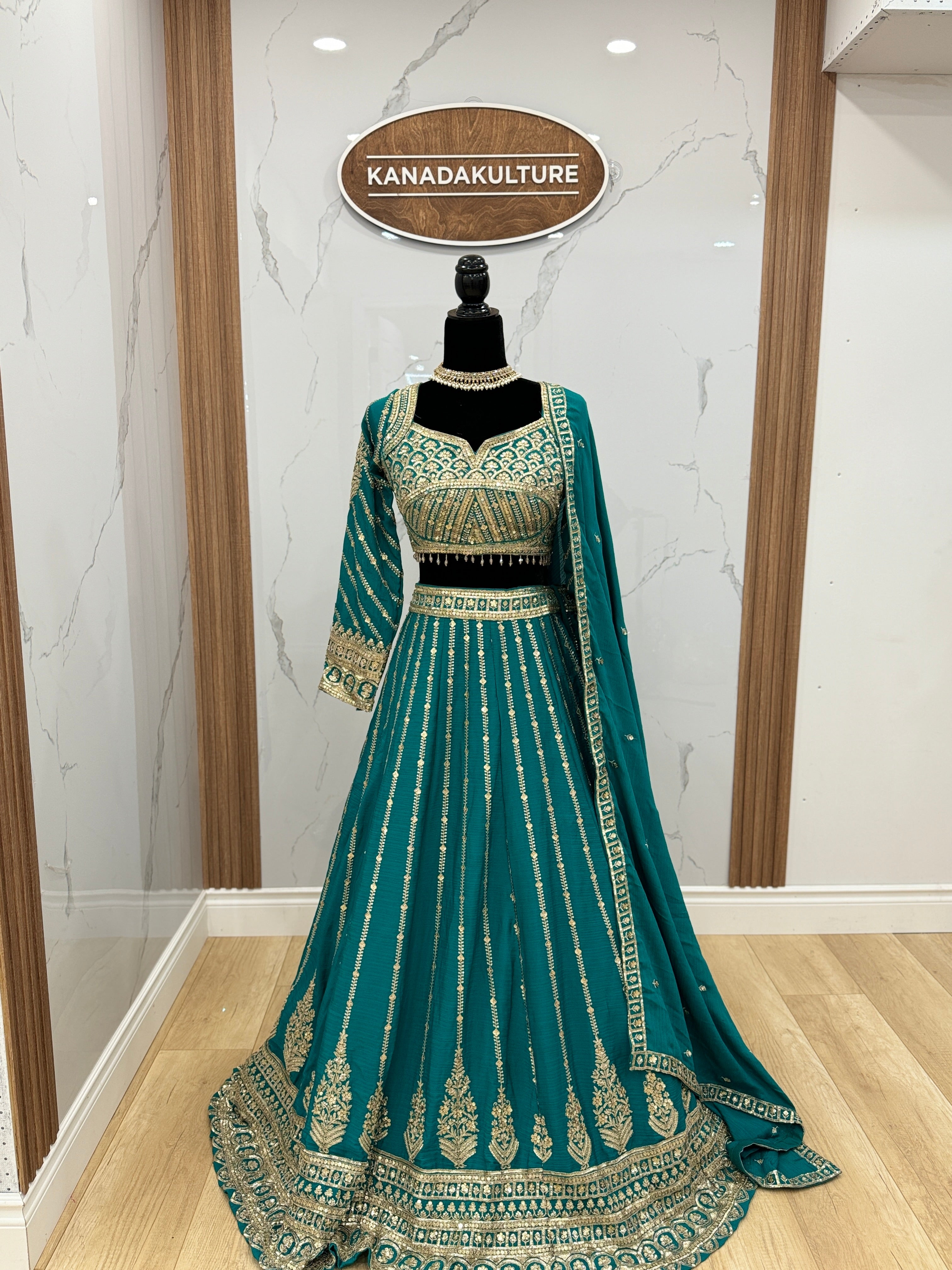 Full sleeve Dark color lehenga choli