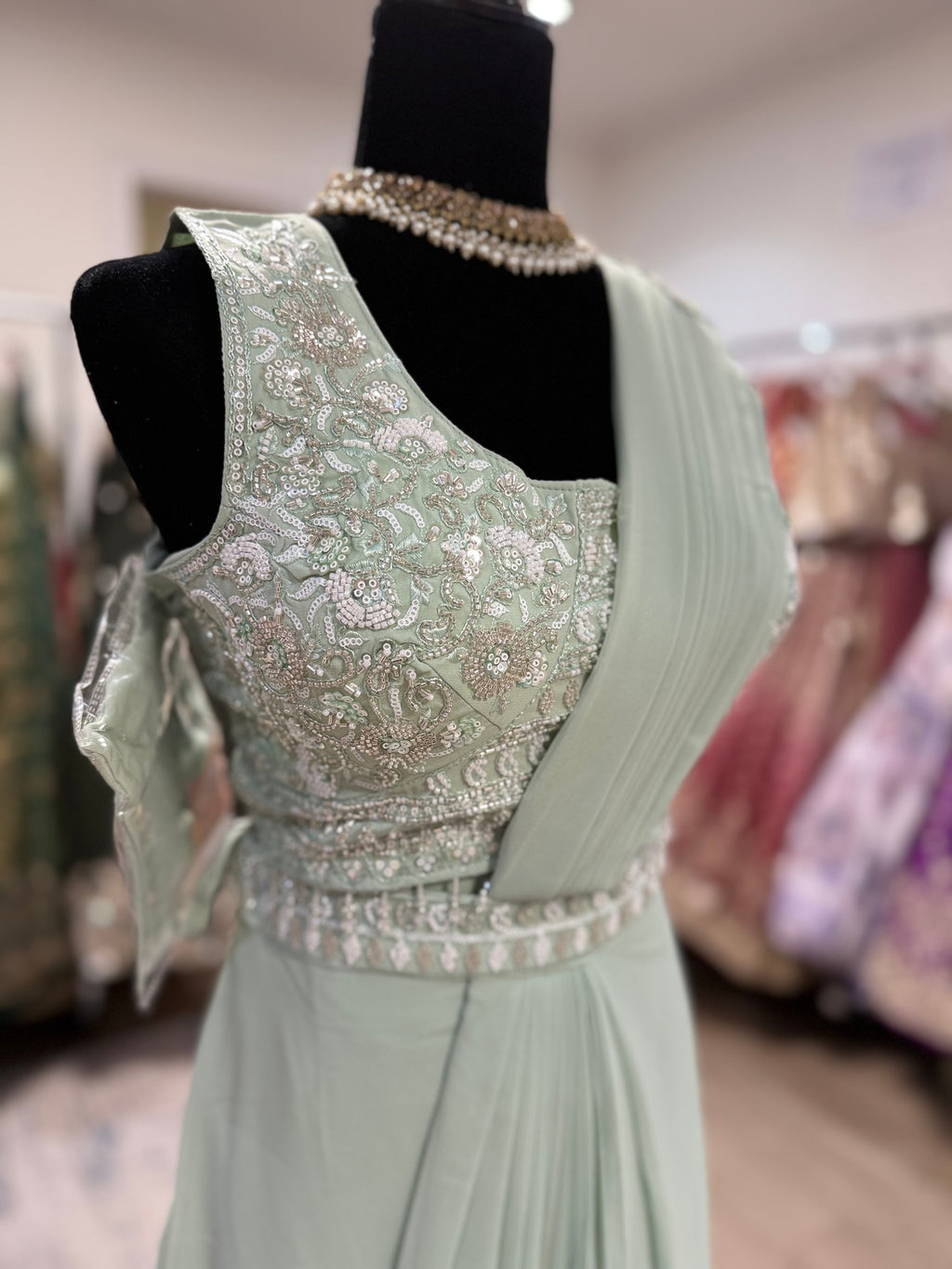 Bridesmaids Hand work top with pre drape saree
