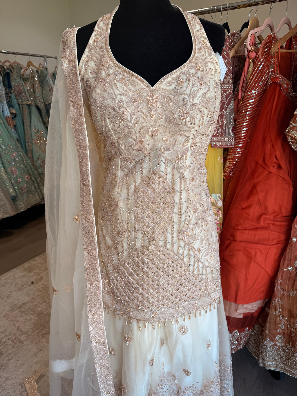 Halter neck Embroidered suit Kanada Kulture