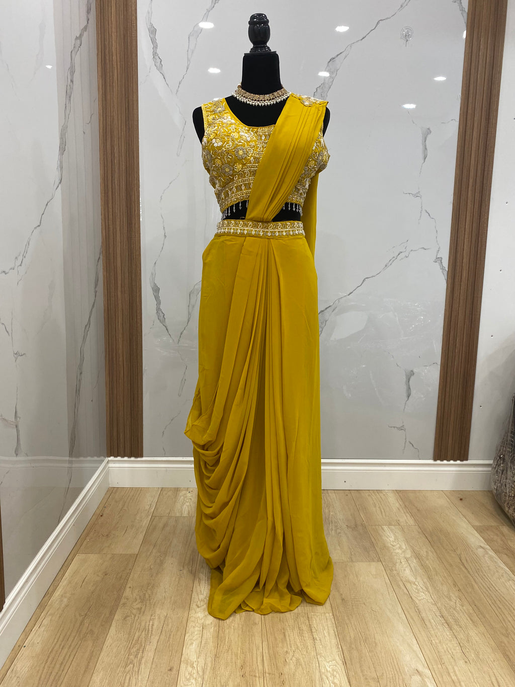 Bridesmaids Hand work top with pre drape saree