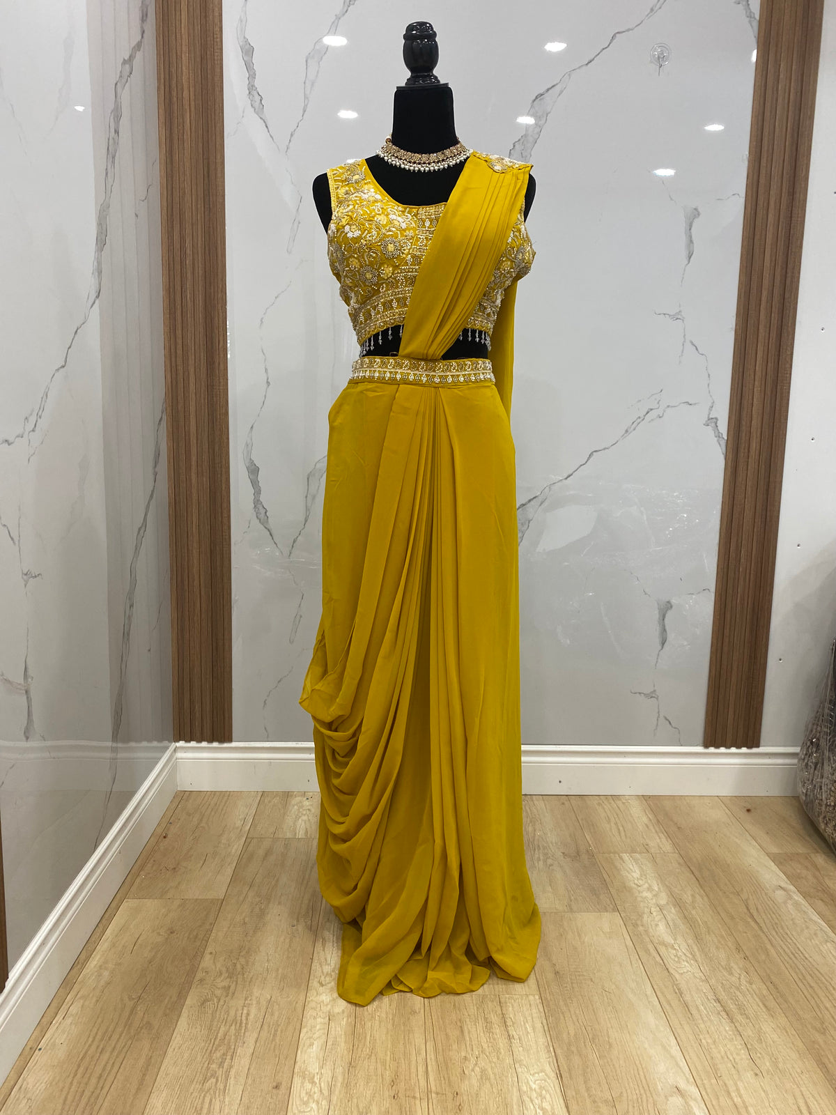 Bridesmaids Hand work top with pre drape saree