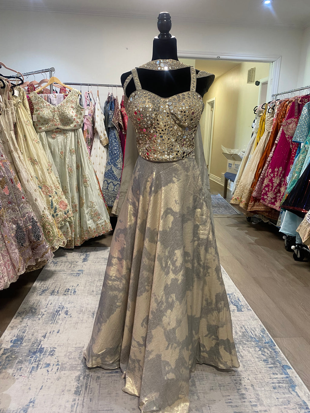 Corset silver /gold lehenga