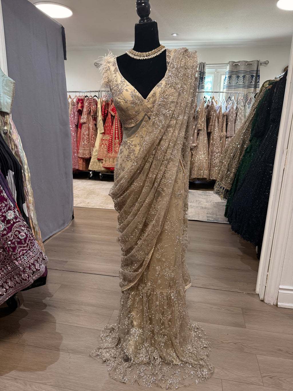 Gown and Pre drape saree