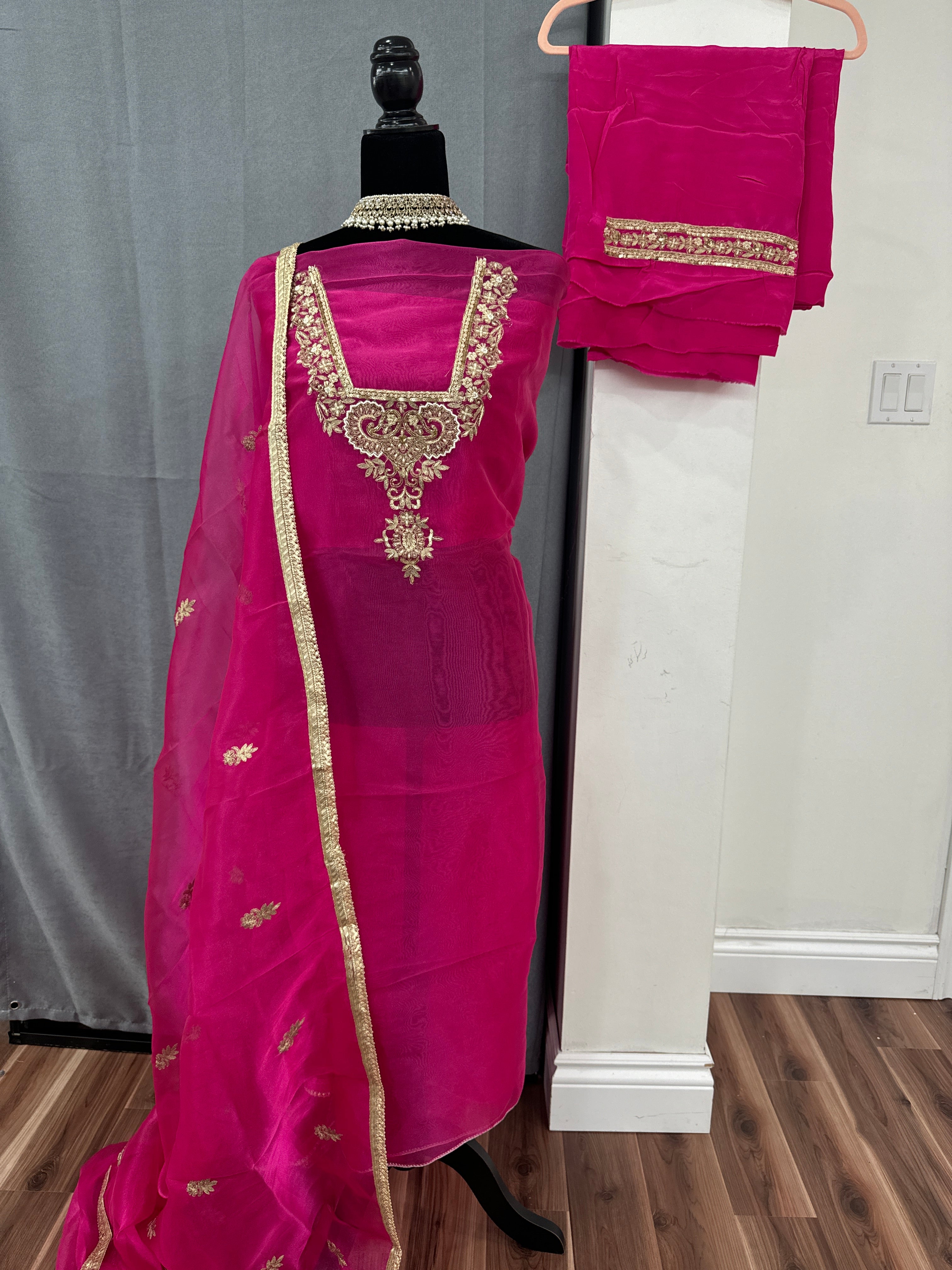 Hand Embroidered unstitched Suit – Kanada Kulture