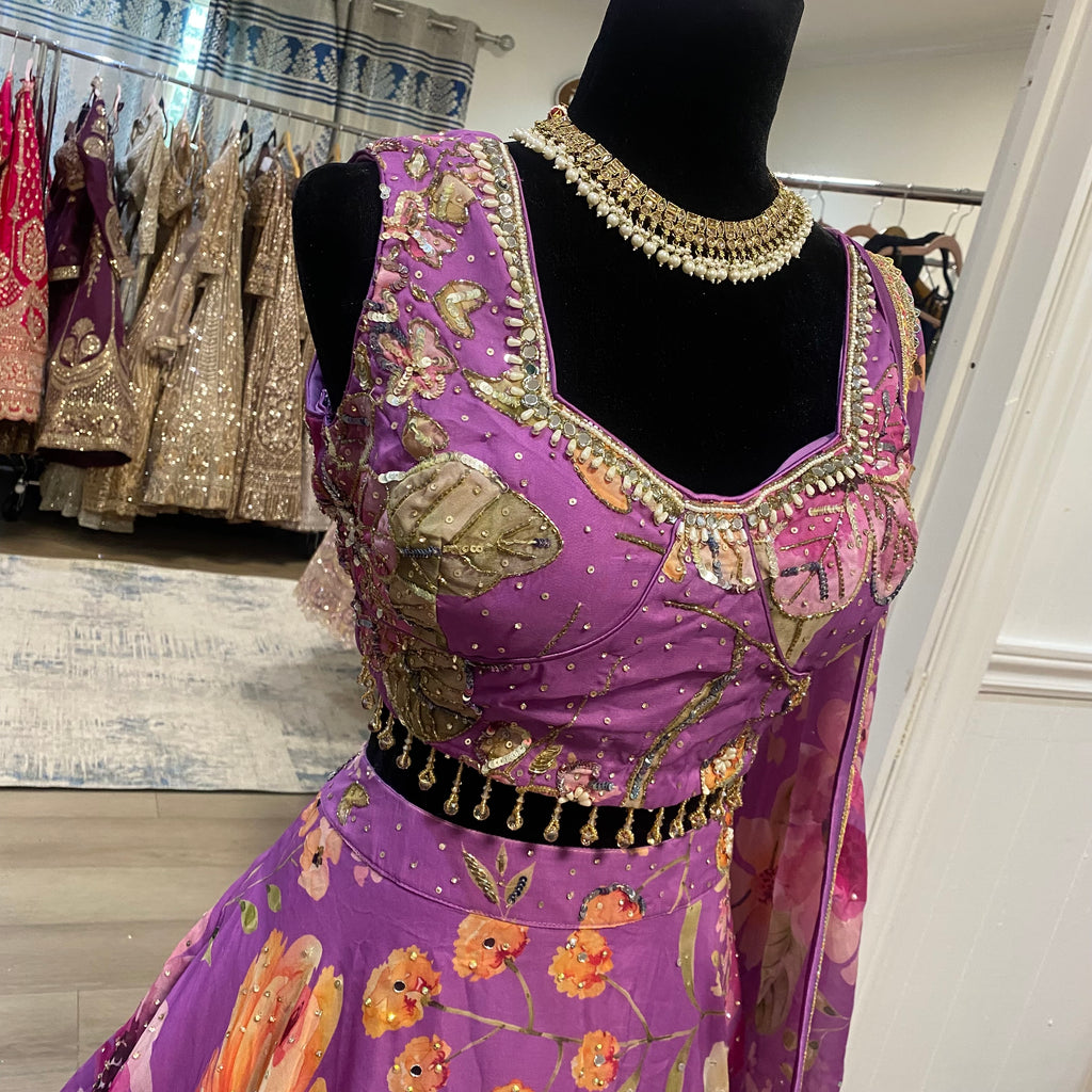 Purple floral KanadaKulture - Designer Lehenga choli