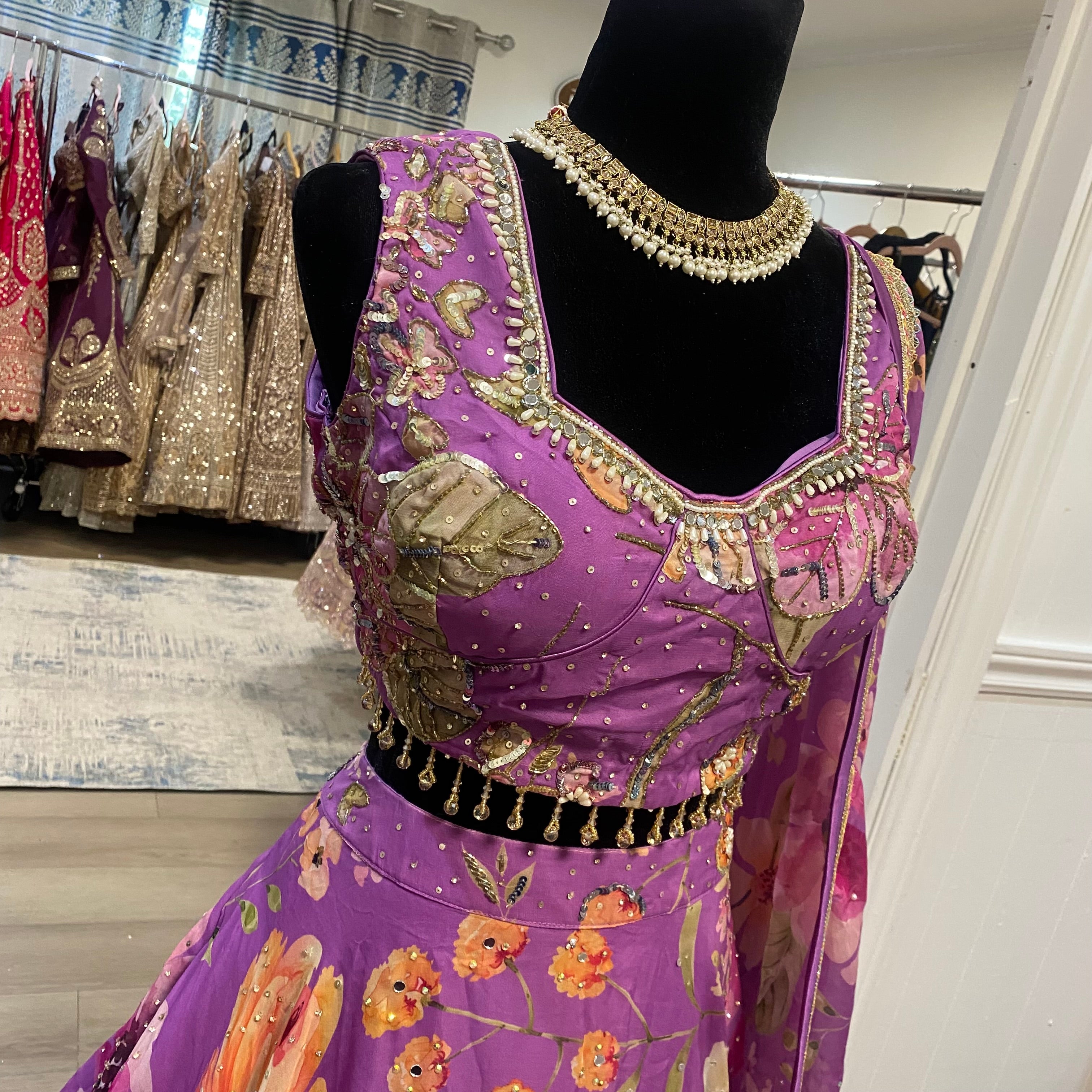 Purple floral KanadaKulture - Designer Lehenga choli