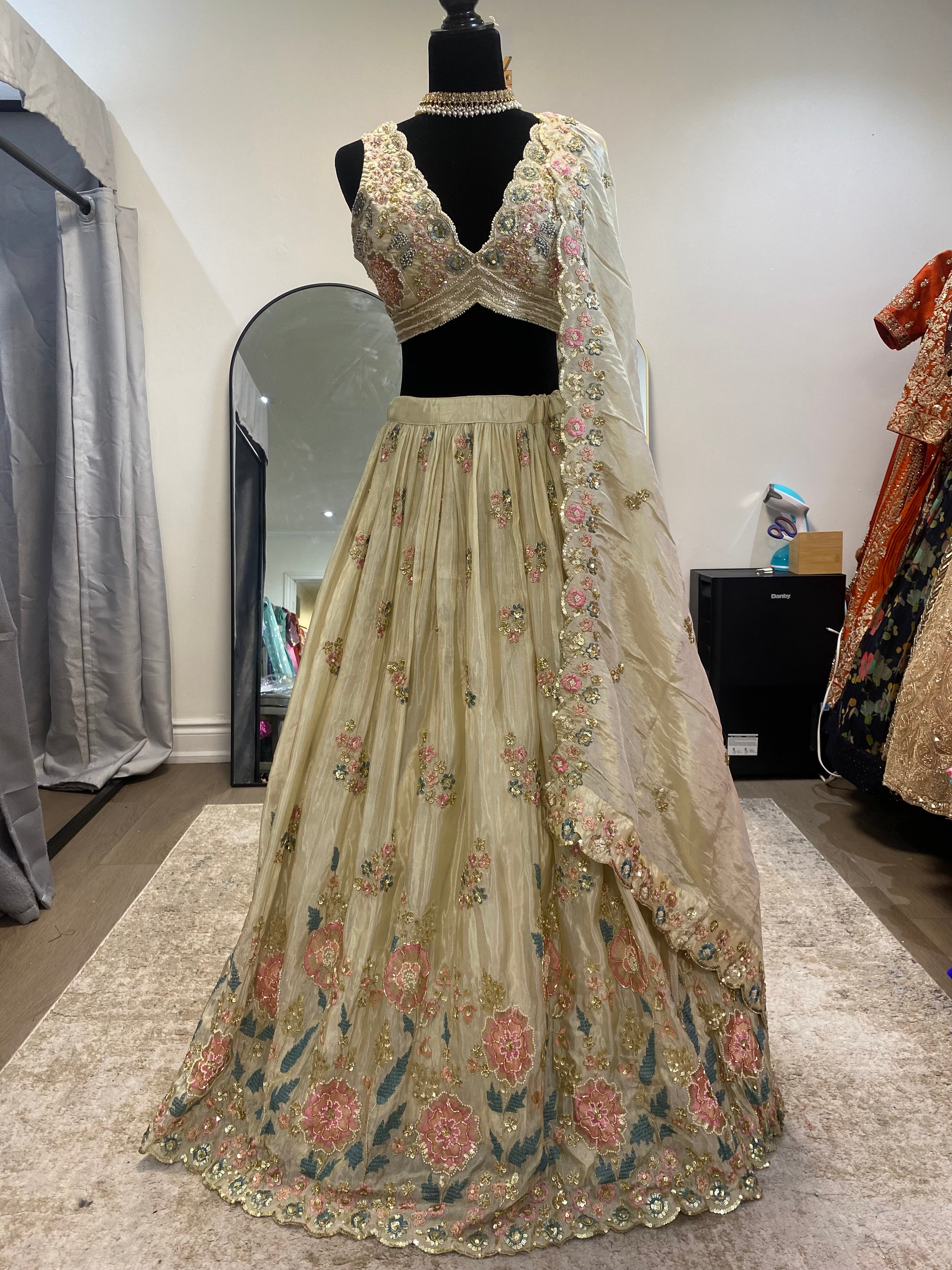 KanadaKulture - Designer Lehenga with thread and stone detailing