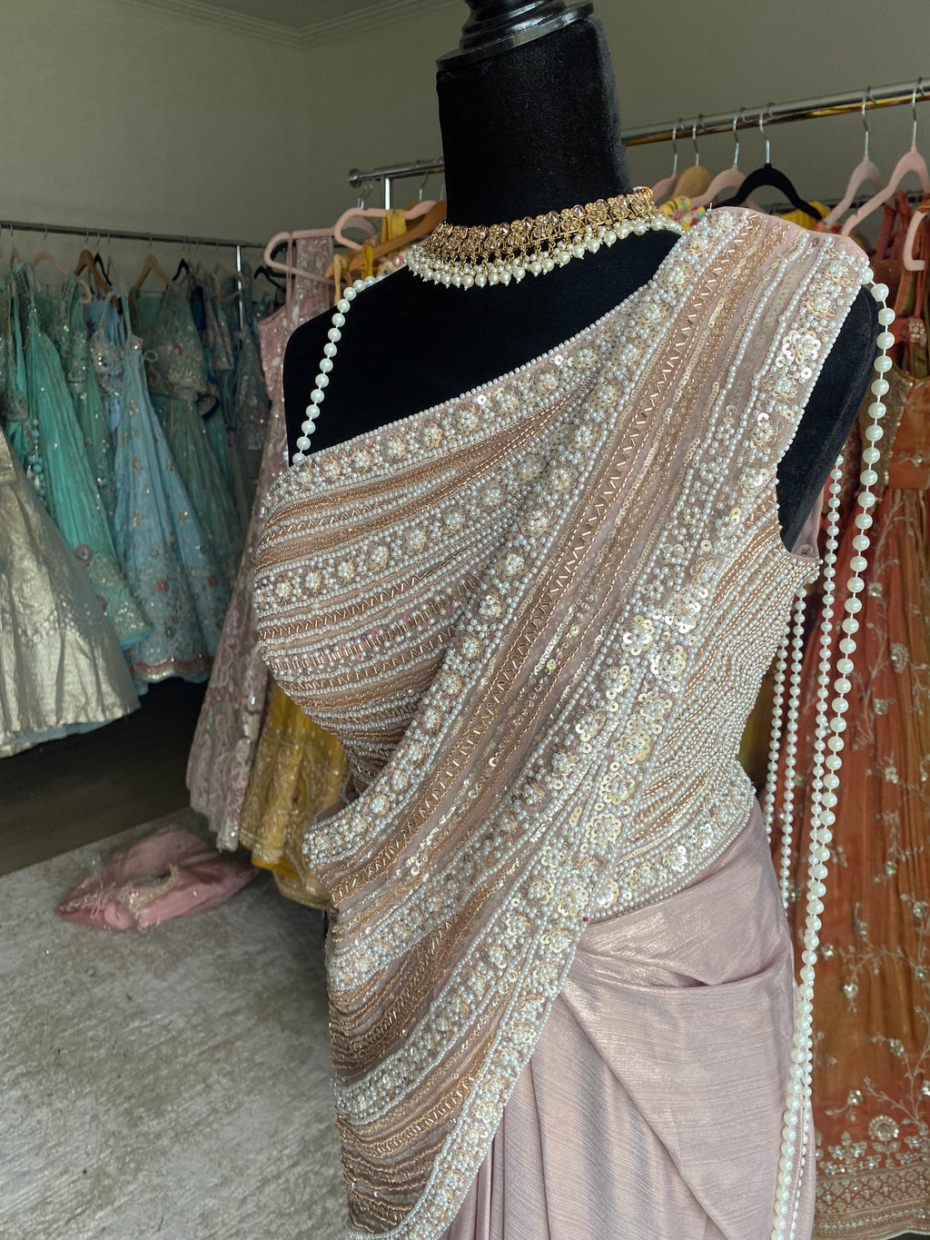 KanadaKulture - Designer blouse with pre drape saree - Exclusive Design