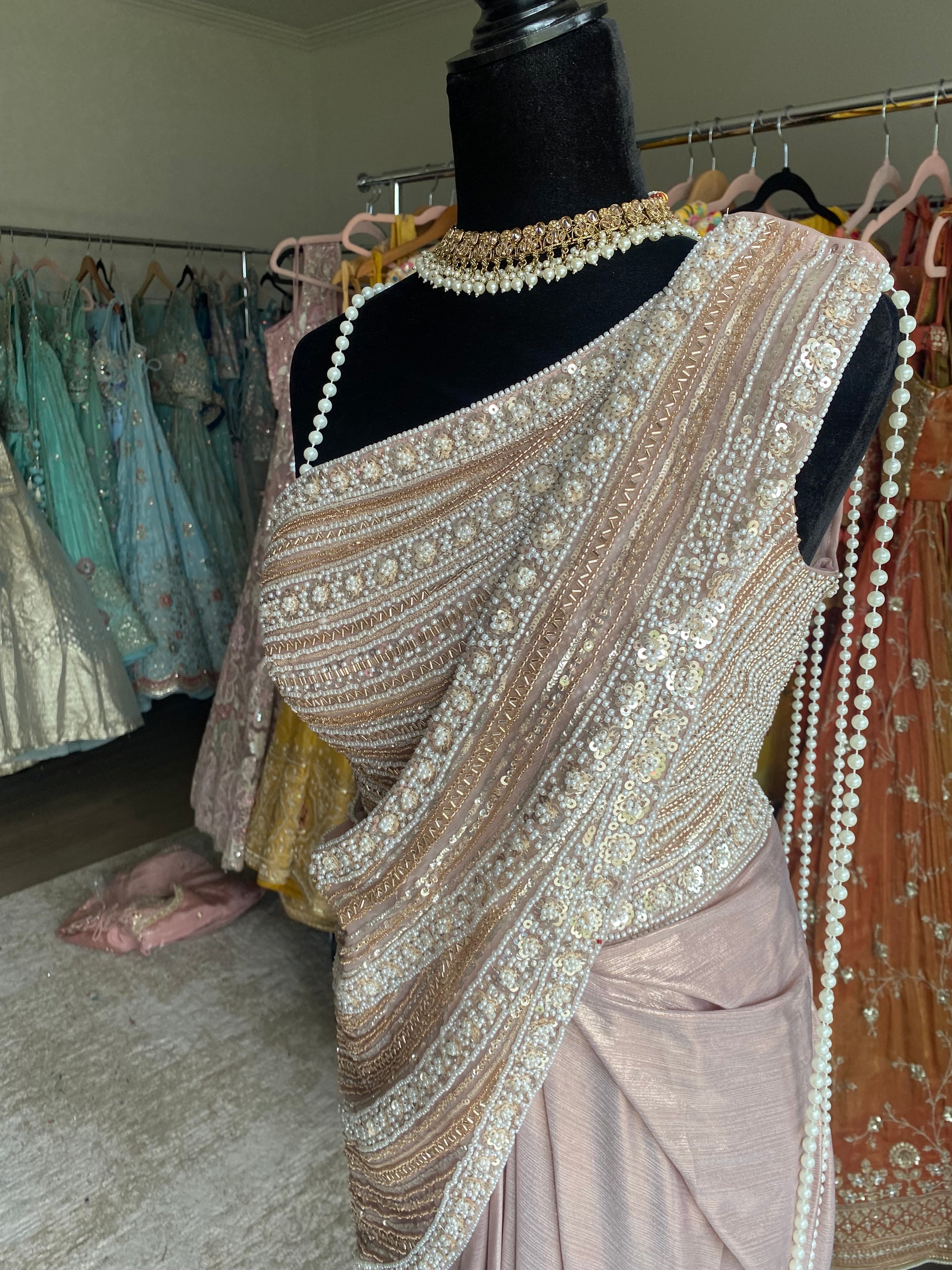 KanadaKulture - Designer blouse with pre drape saree - Exclusive Design