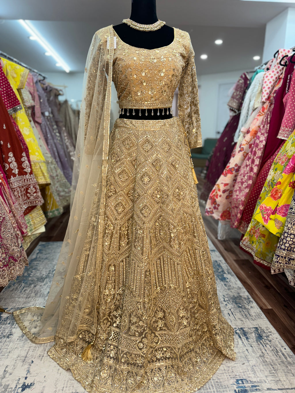Chayya stone and bead work lehenga