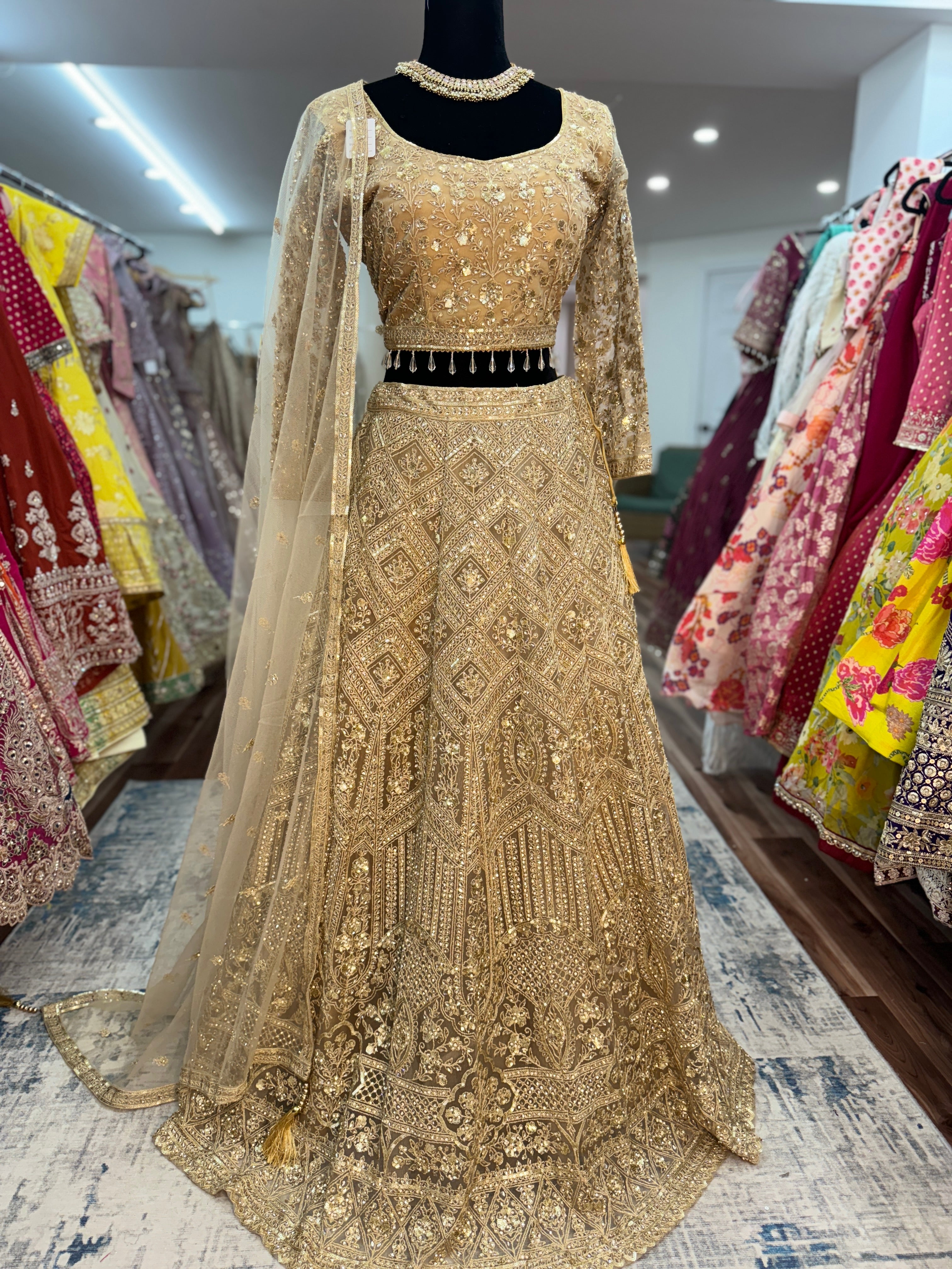 Chayya stone and bead work lehenga