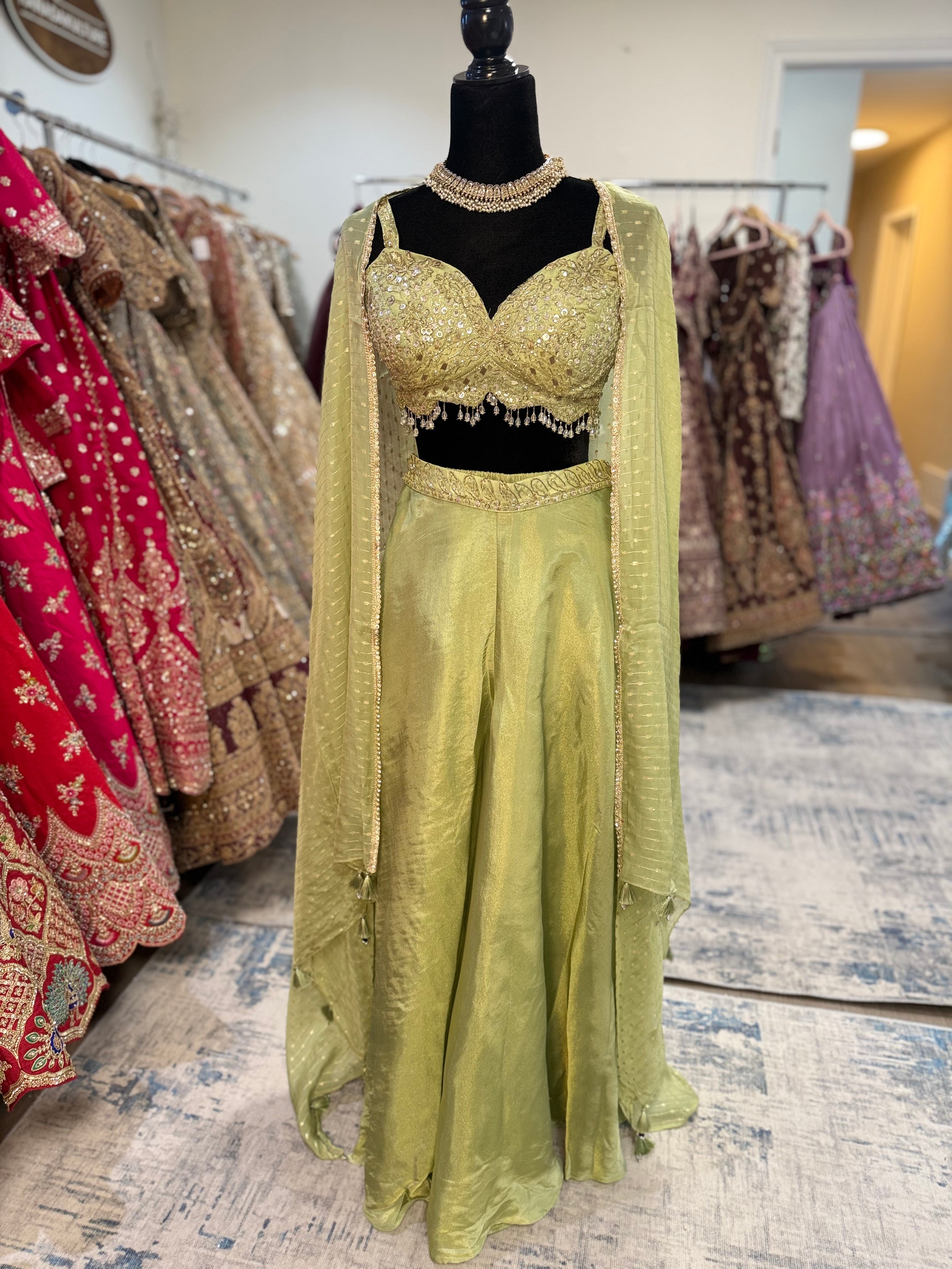 Crop top palazoo pant with hand work top