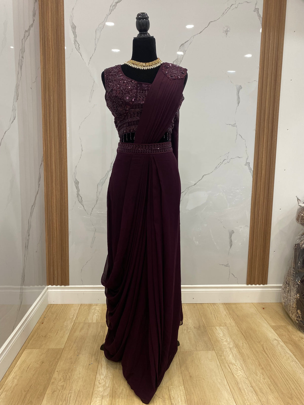 Bridesmaids Hand work top with pre drape saree