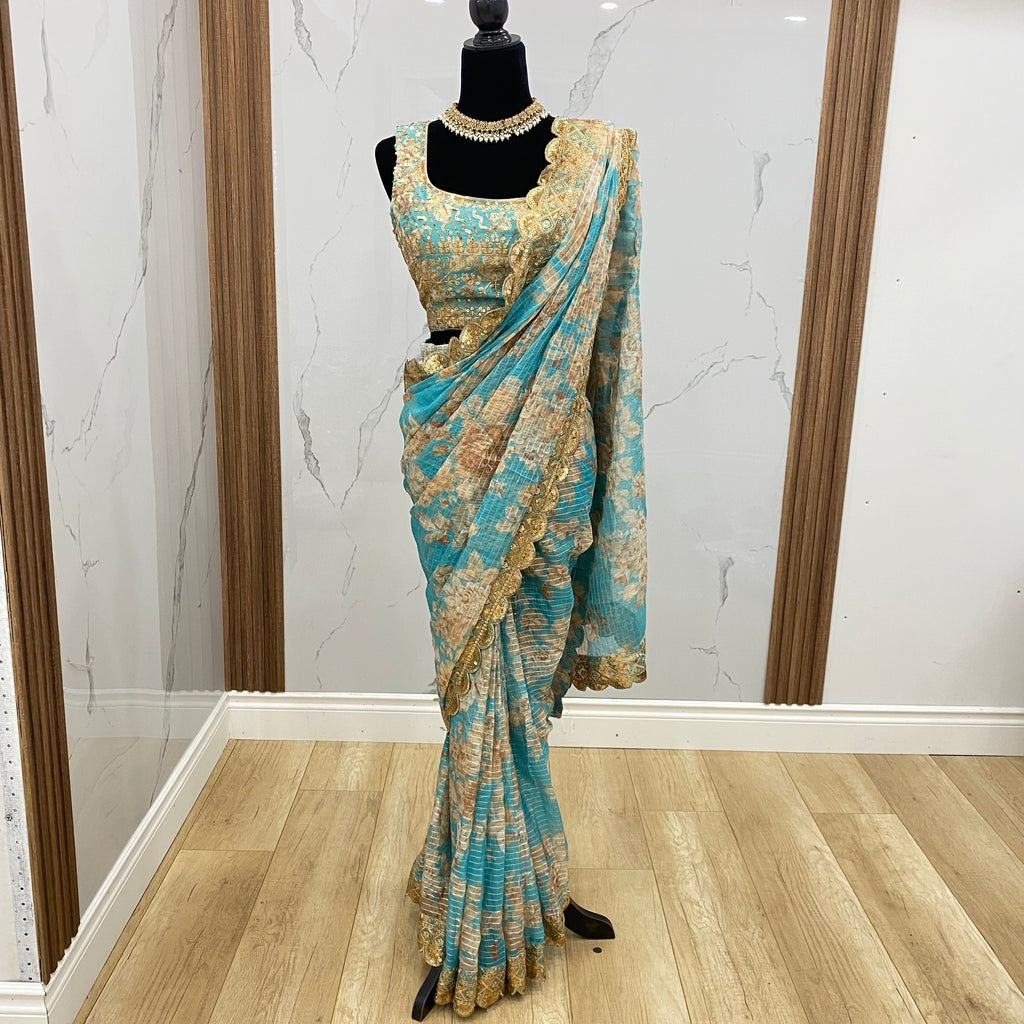KanadaKulture - Designer pre drape floral saree