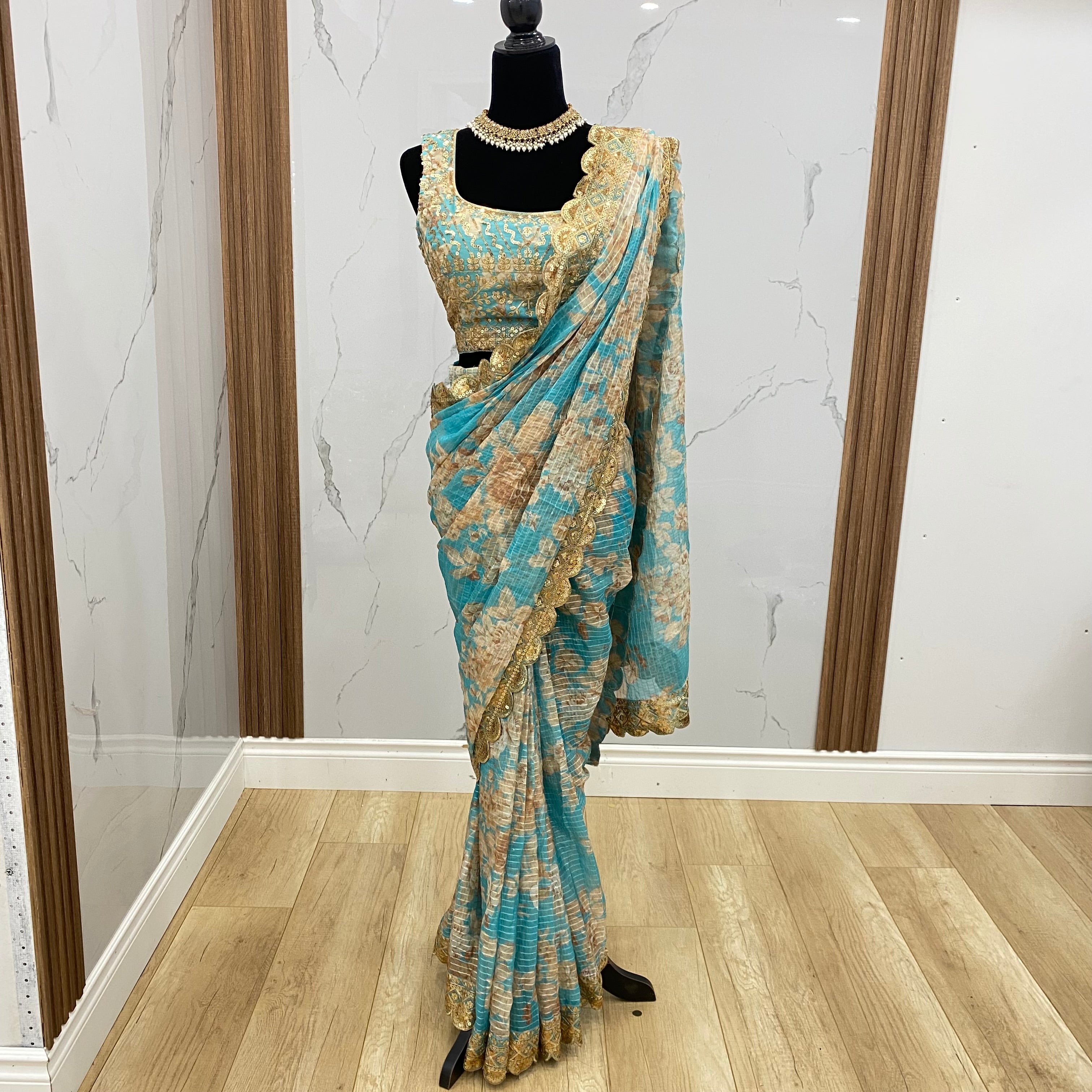 KanadaKulture - Designer pre drape floral saree