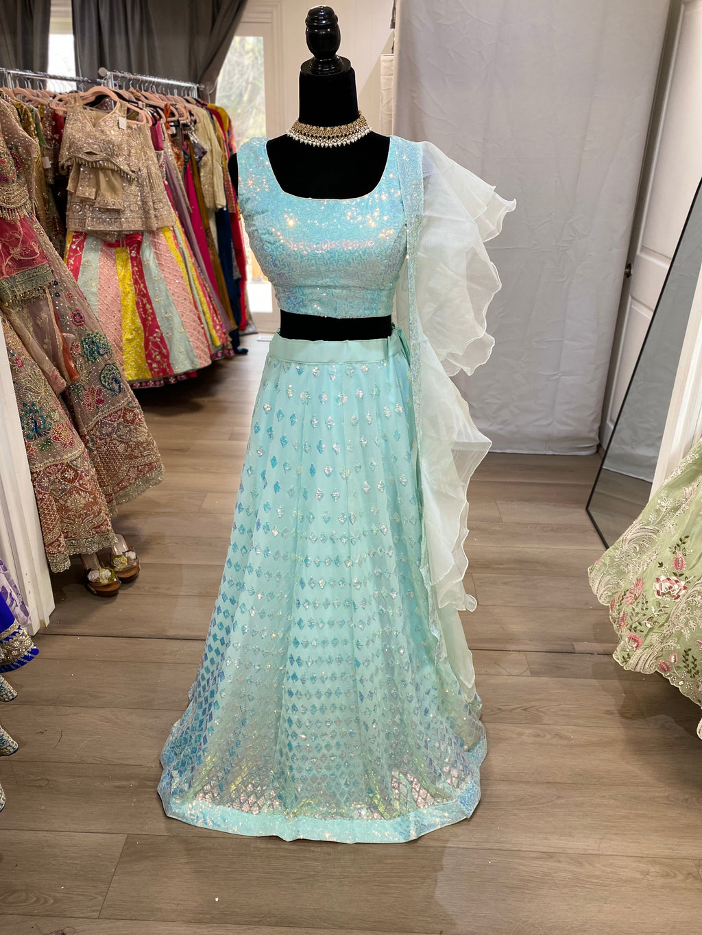 Designer net sequin lehenga