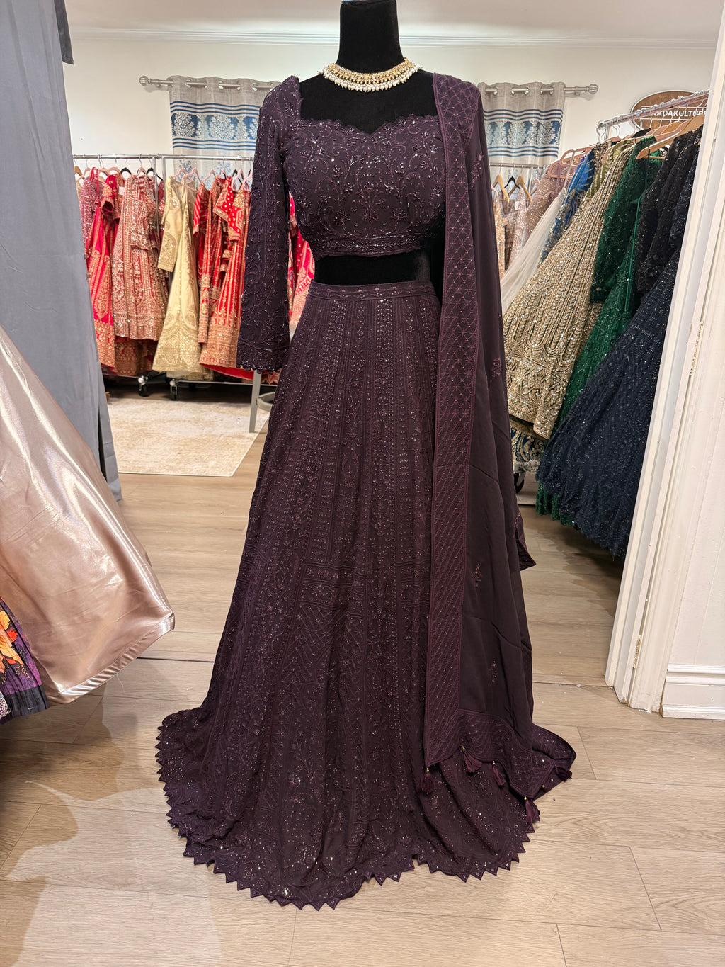 Dark plum reception fit Designer Lehenga choli