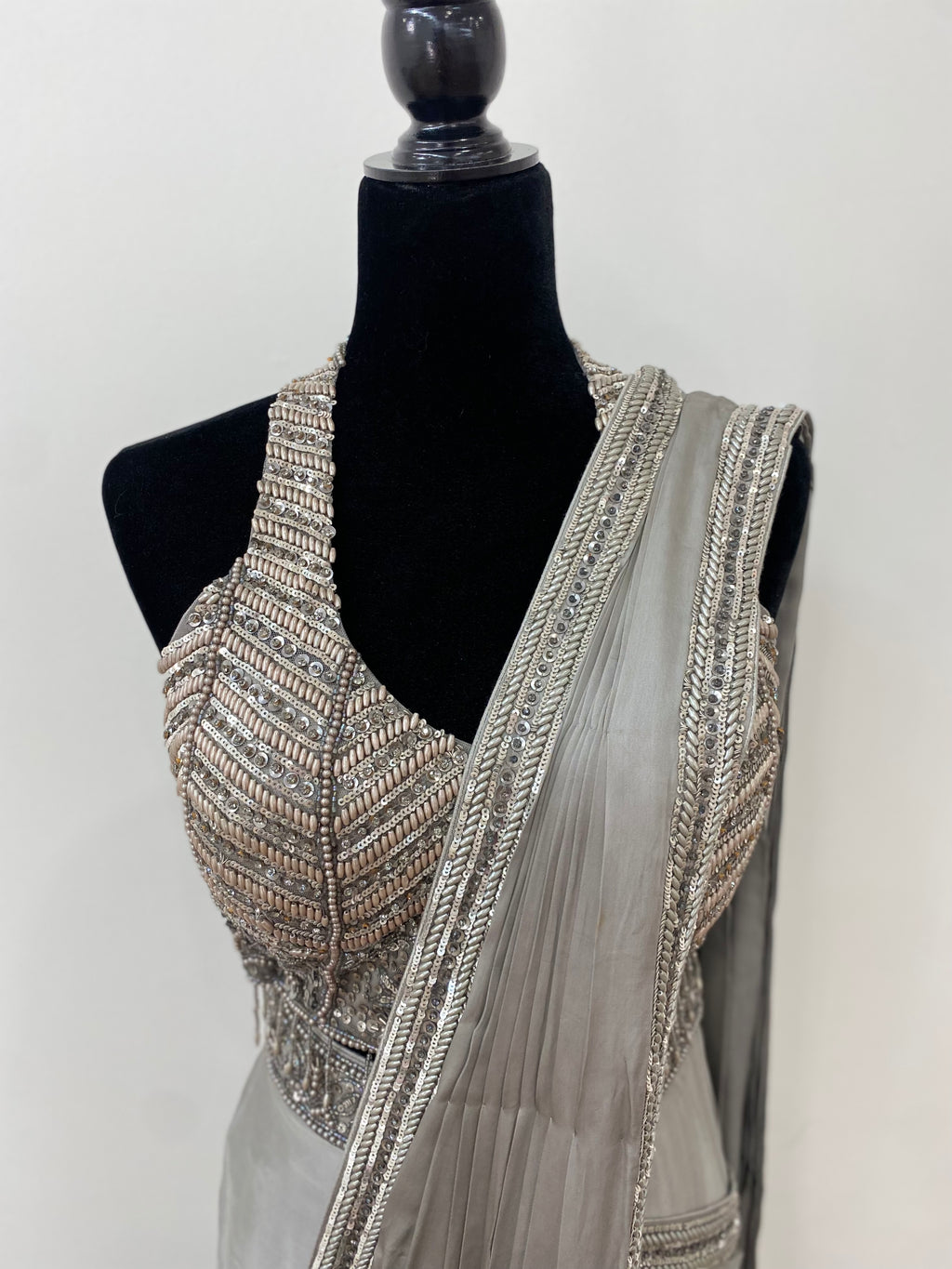 Hand work top with pre drape saree