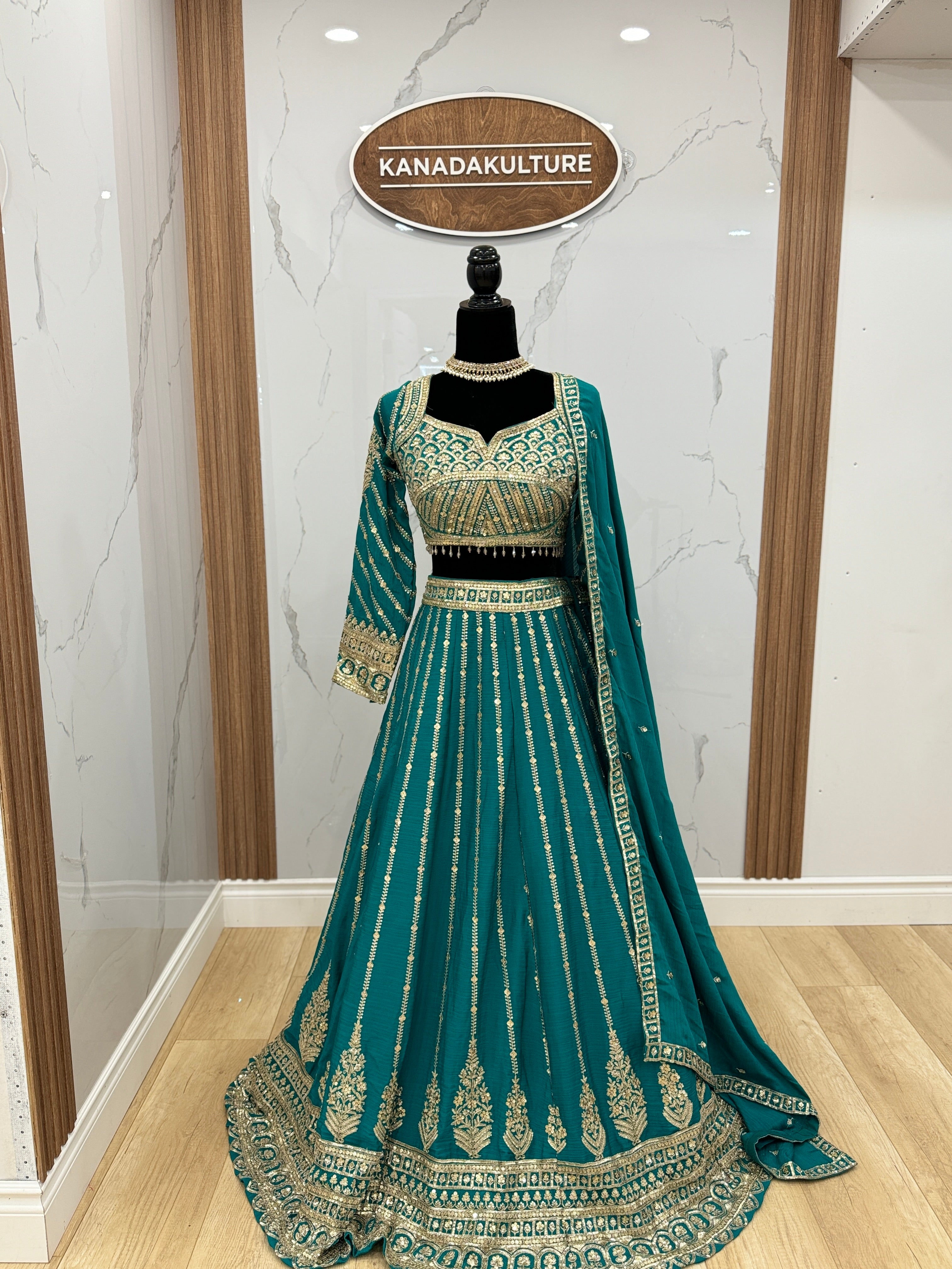 Full sleeve Dark color lehenga choli