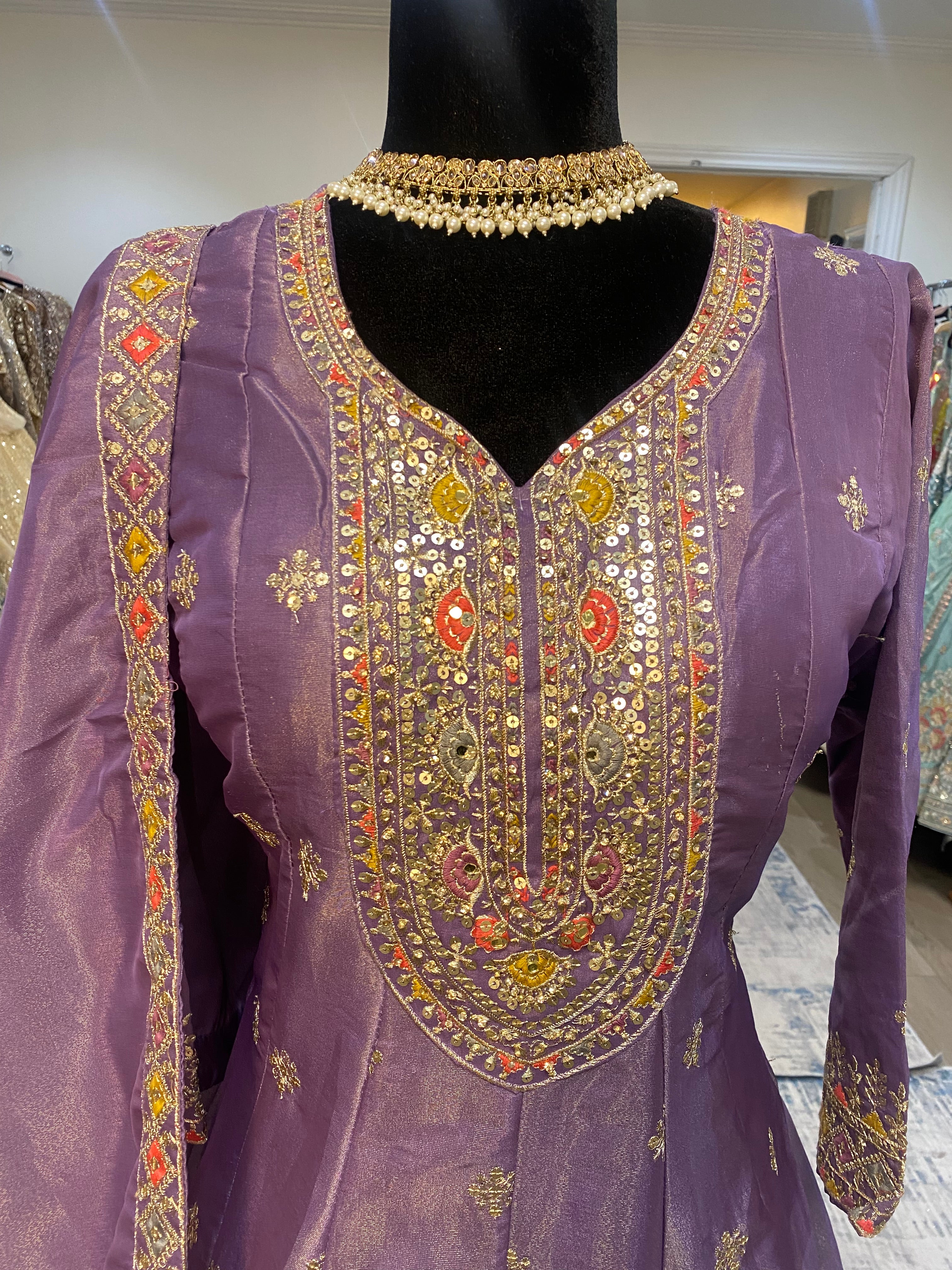 Long thread work Anarkali suit