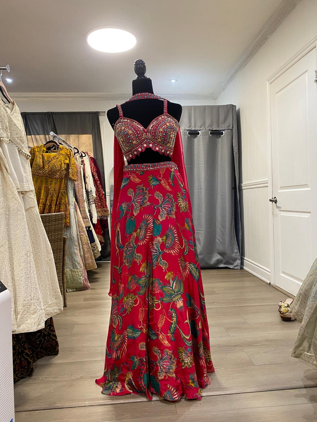 Crop top palazoo pant with hand work top