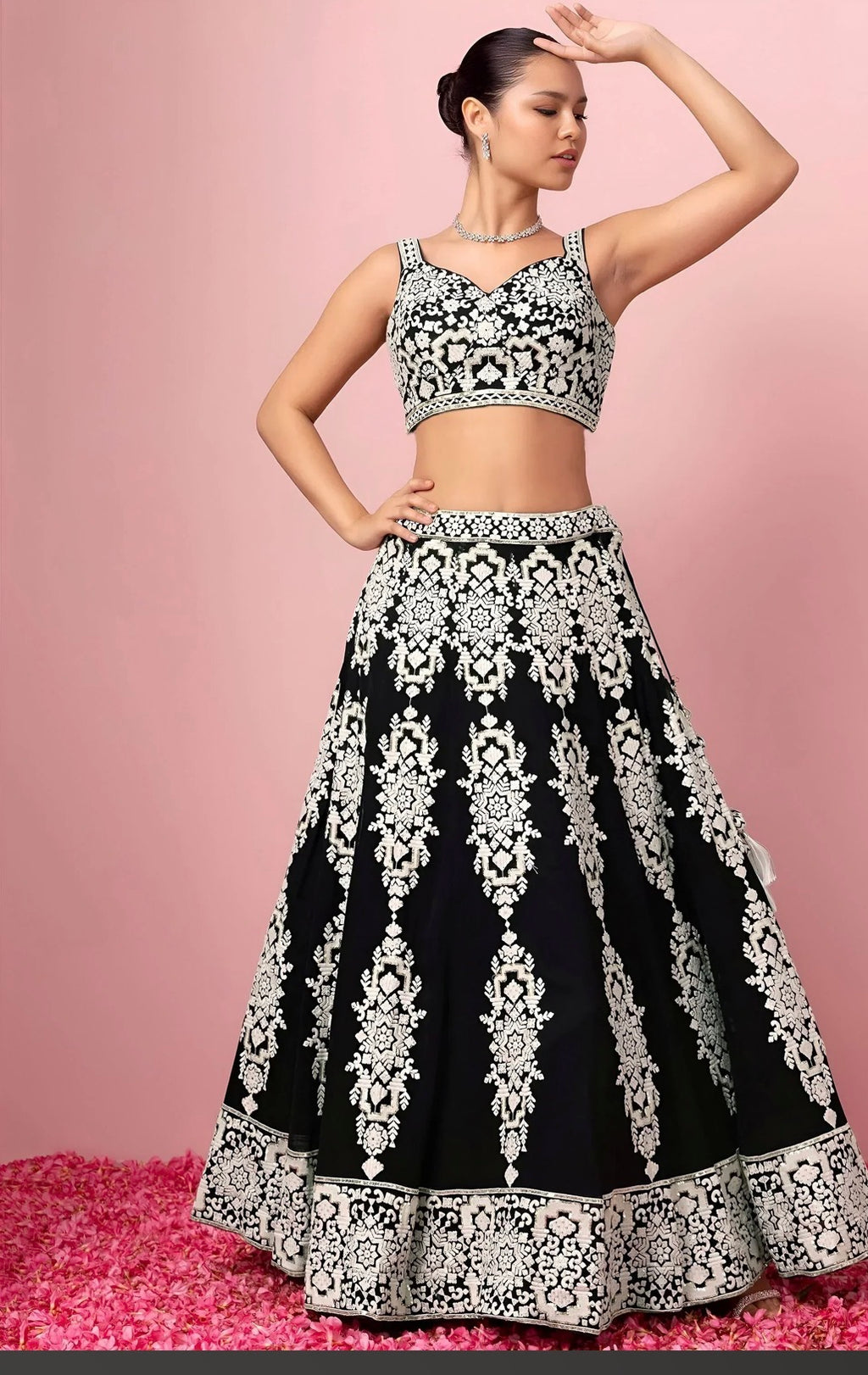 Sangam black and white color lehenga