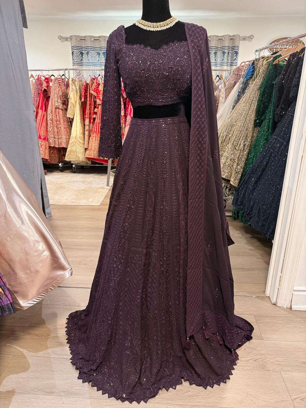 Dark plum reception fit Designer Lehenga choli