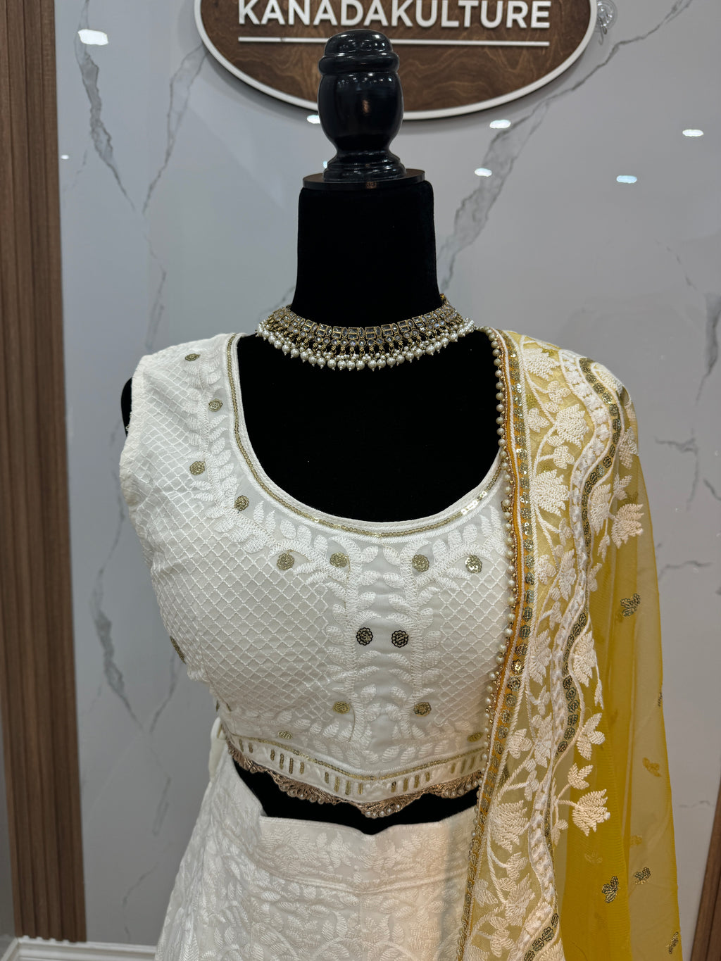 Traditional White Embroidered Georgette Lehenga Choli