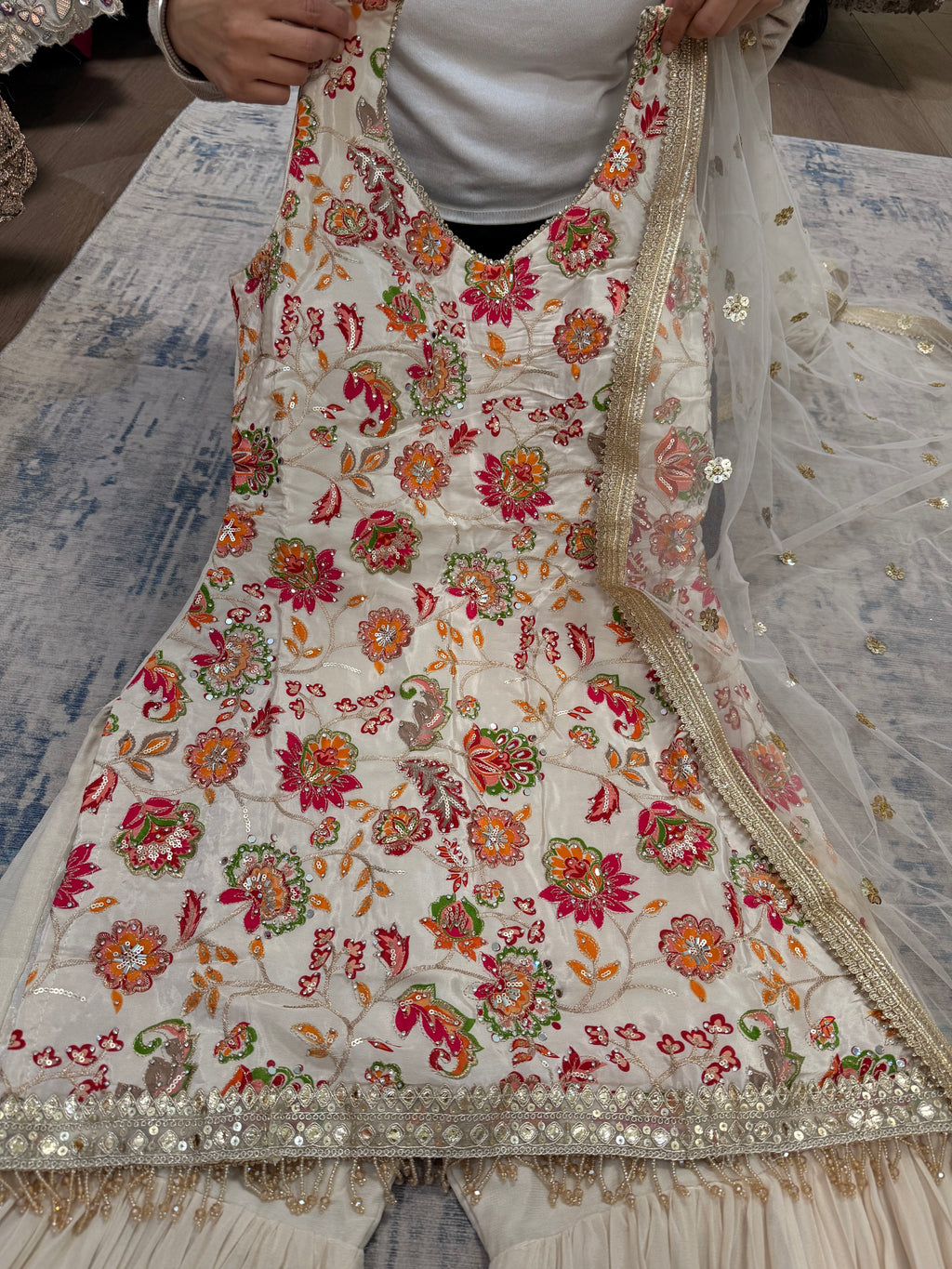 Embroidered gharara suit – Kanada Kulture