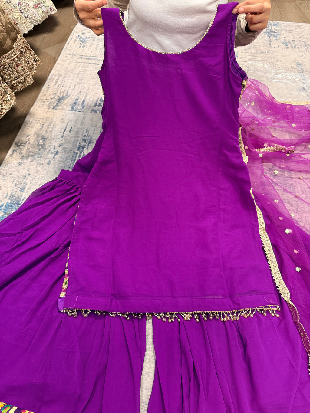 Embroidered gharara suit – Kanada Kulture