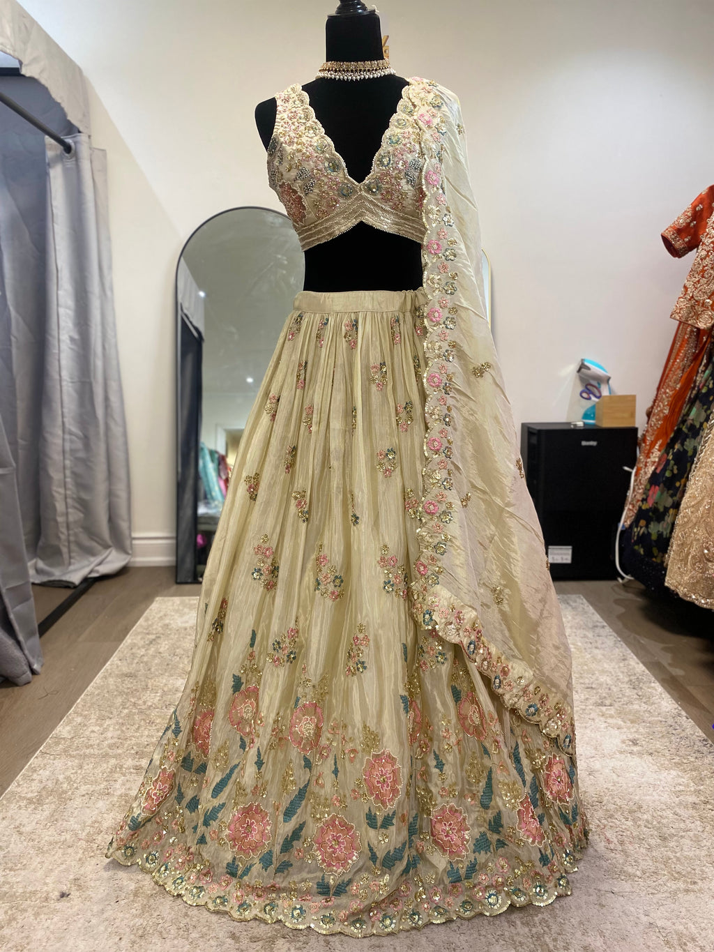 KanadaKulture - Designer Lehenga with thread and stone detailing