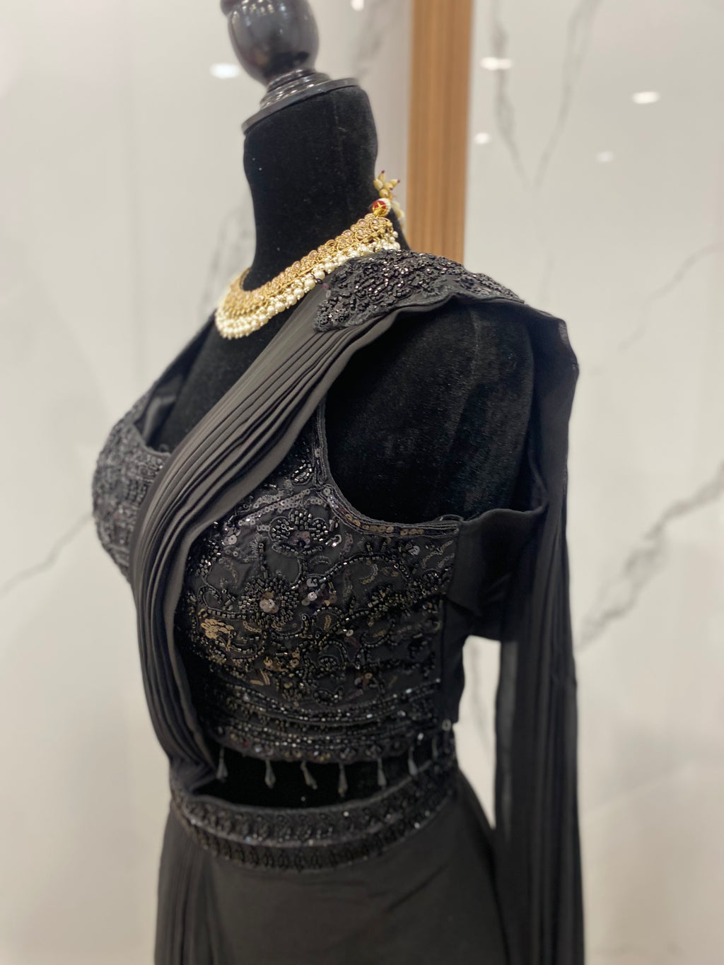 Bridesmaids Hand work top with pre drape saree
