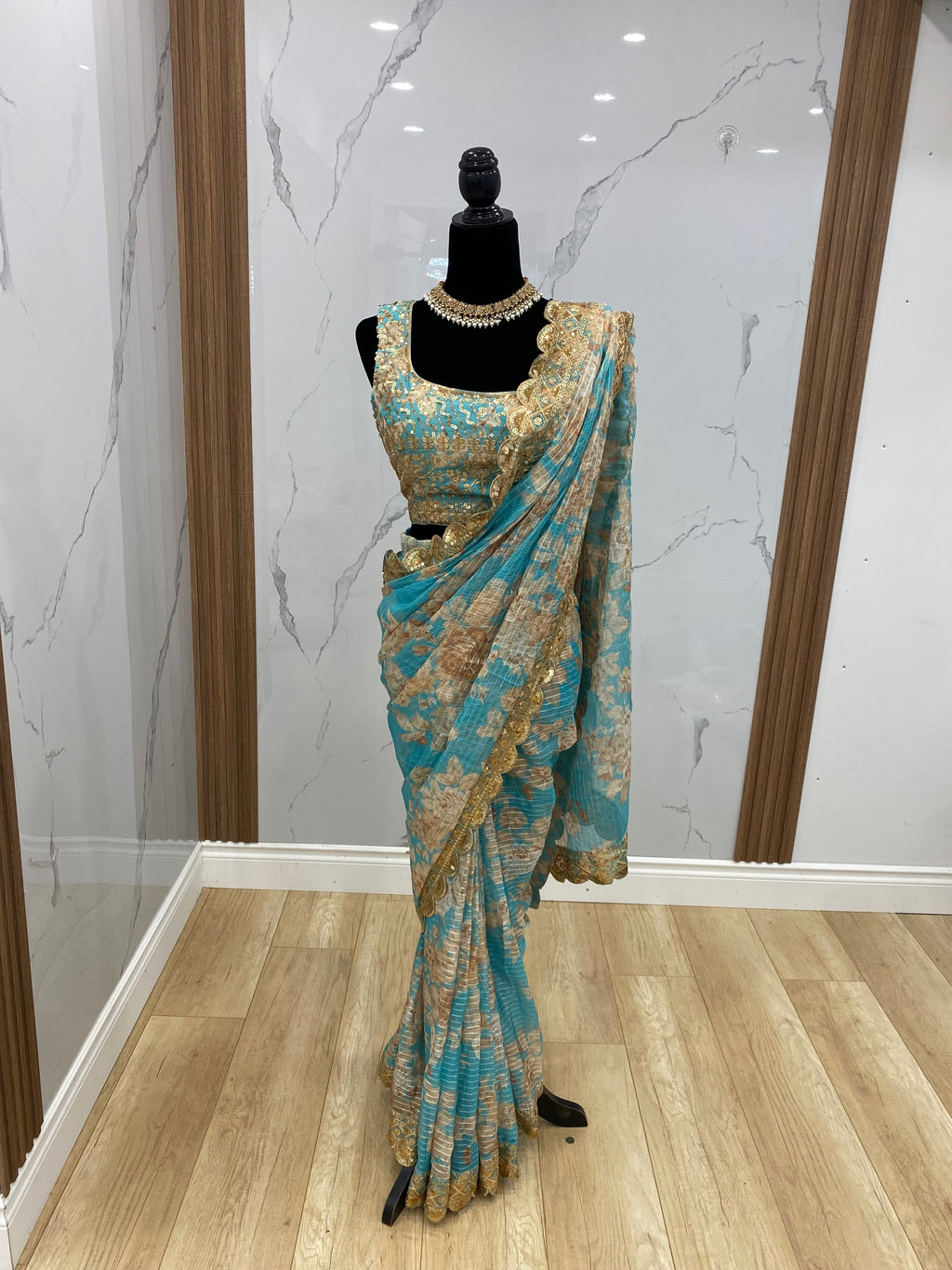 KanadaKulture - Designer pre drape floral saree