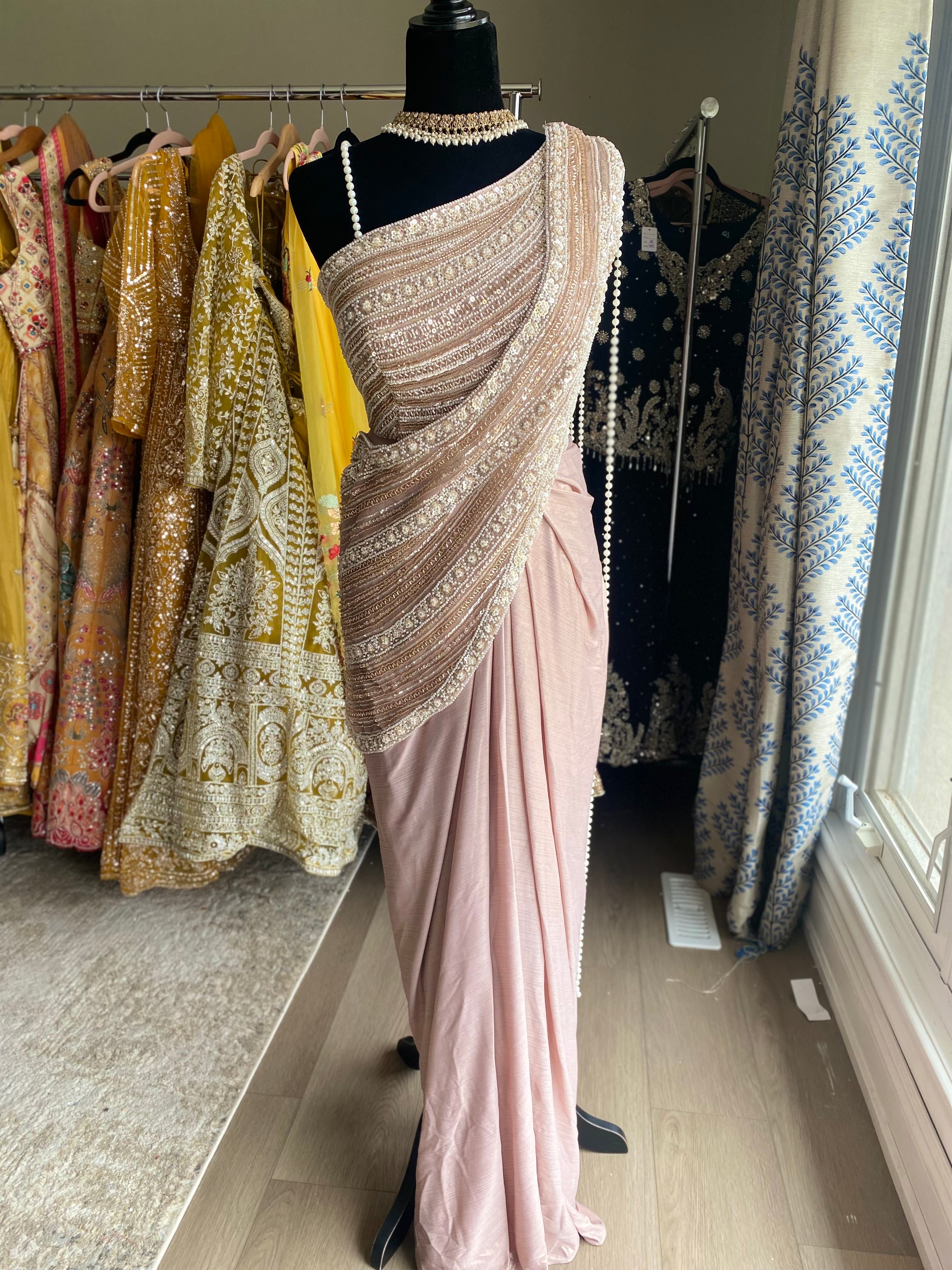 KanadaKulture - Designer blouse with pre drape saree - Exclusive Design