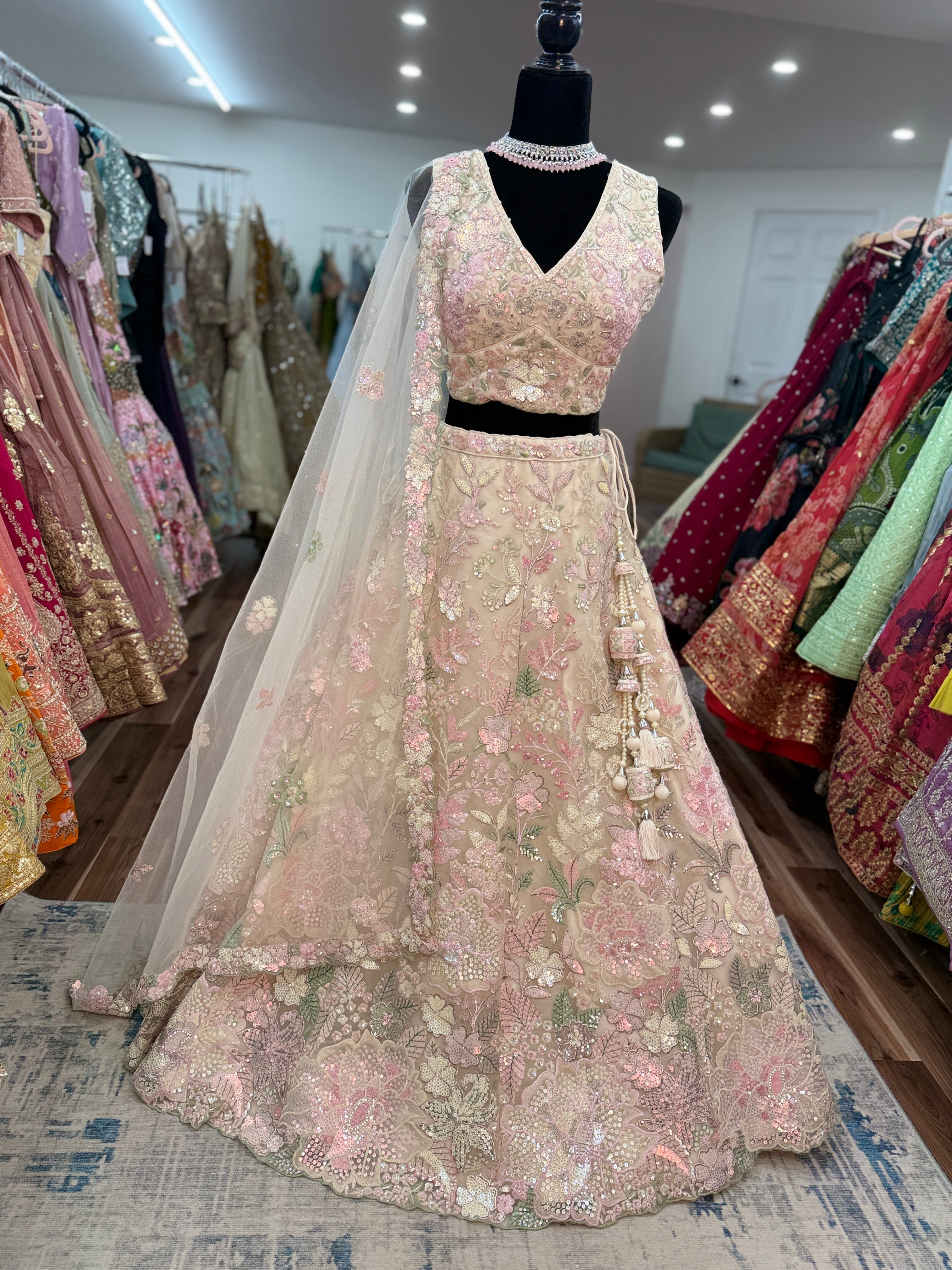 SG inspired stone work lehenga