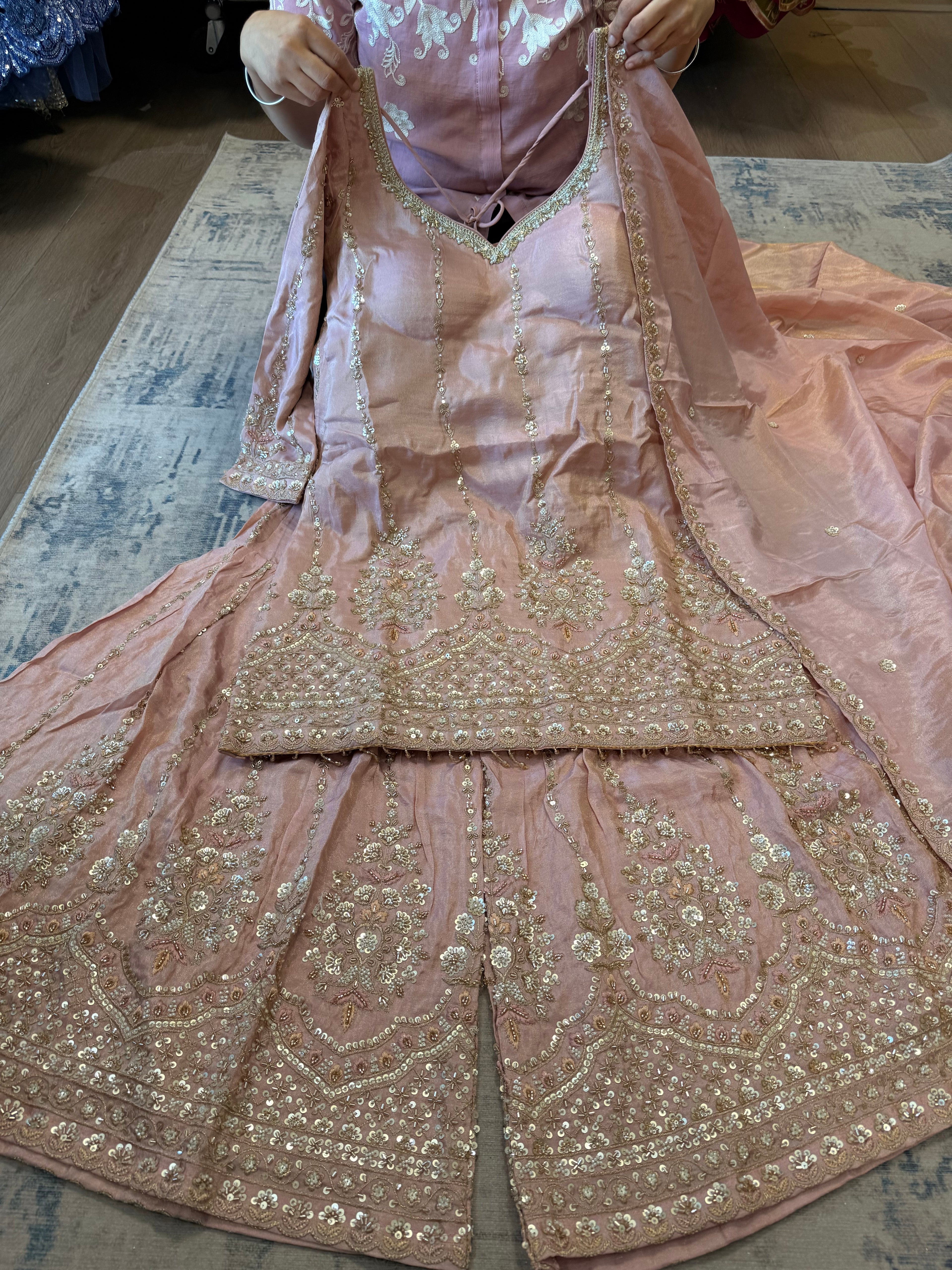 Embroidered gharara suit